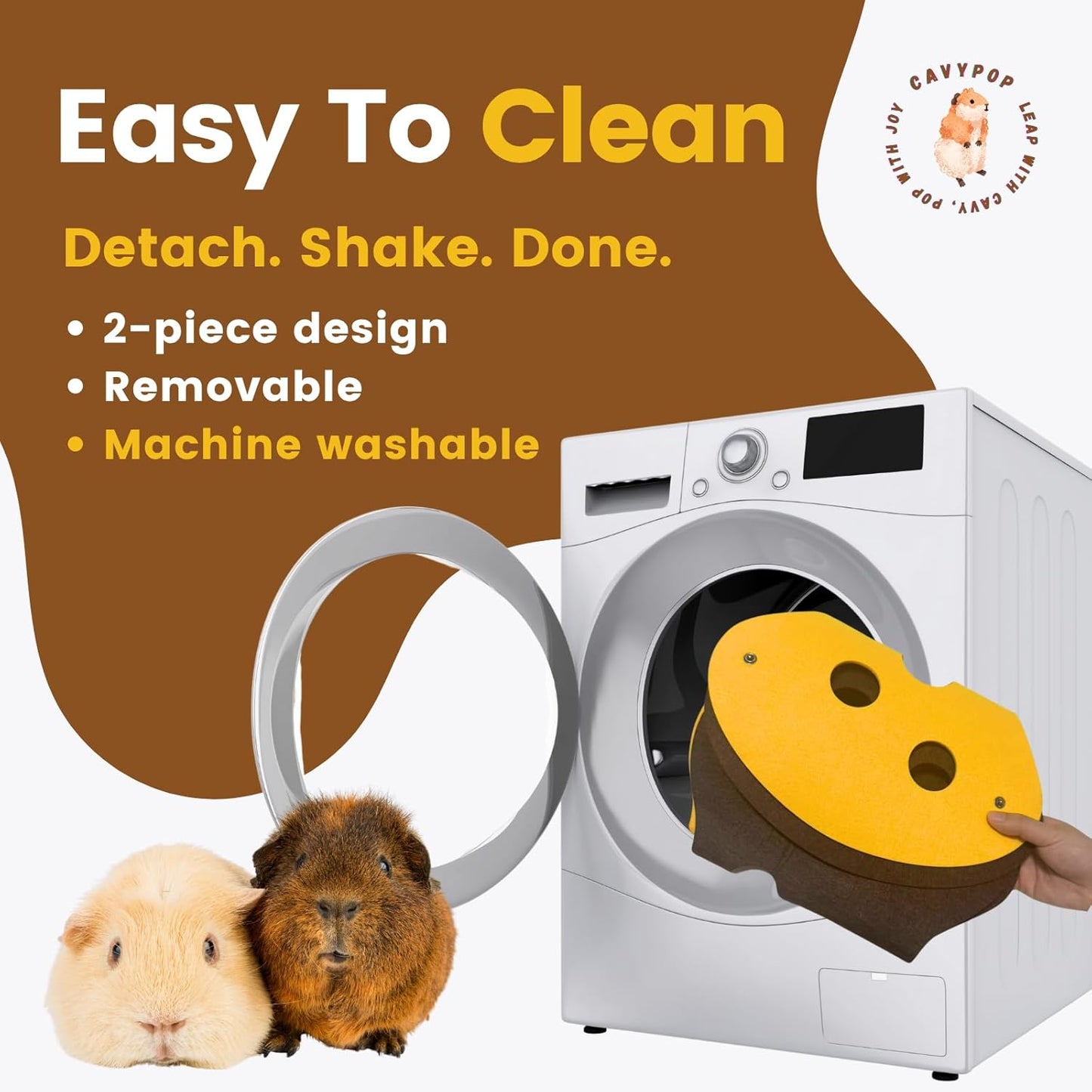 Guinea Pig Tunnels, Foldable Fleece Hideout Beds with Cheese-Hole Design, 2 Pack Modular Tunnel Set for Play and Rest, Brings Comfort and Enrichment to Guinea Pig Cages-Brown&Grey