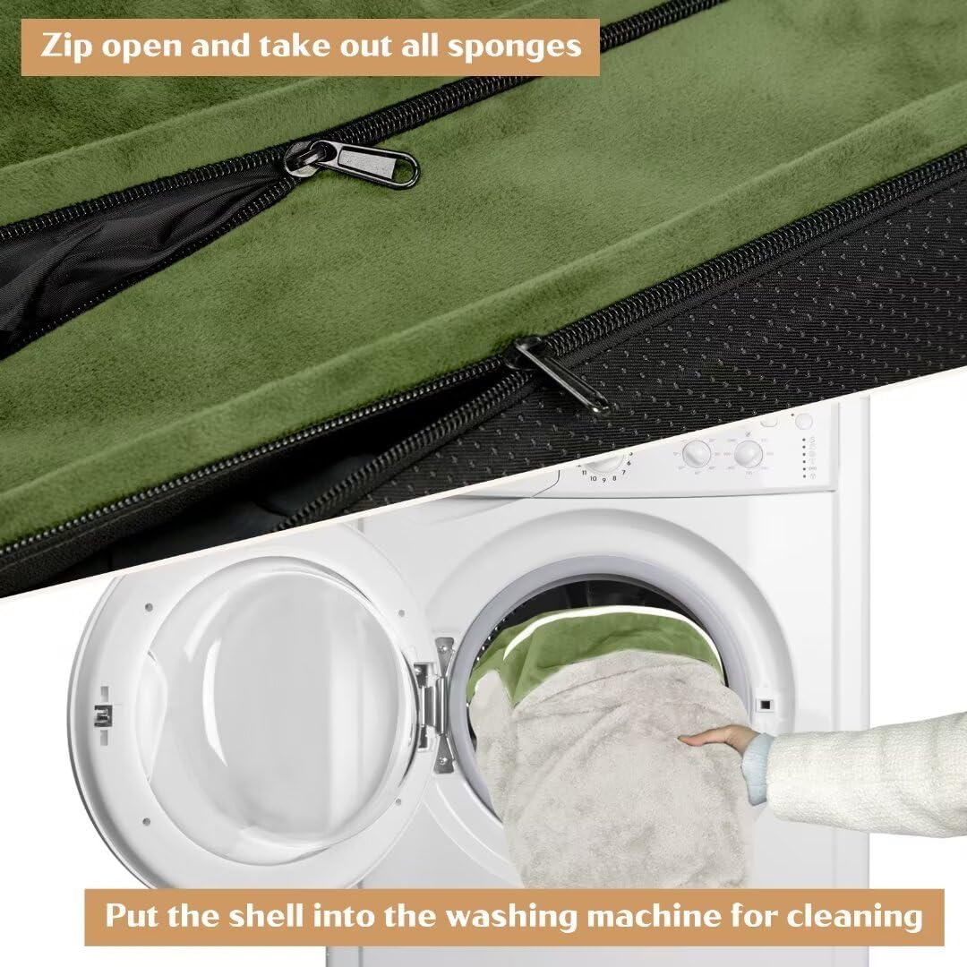 Comfort Expression Orthopedic Dog Beds for Jumbo Breed Large Dogs, Jumbo Dog Beds Waterproof, PV Washable Pet Sofa Couch with Removable Cover & Non-Slip Bottom(Light Green)