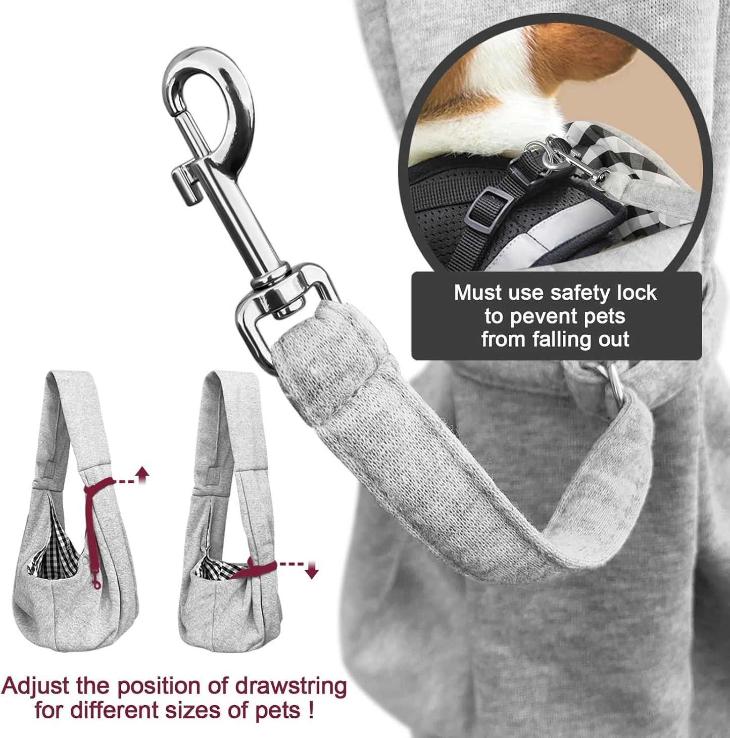 Pet Dog Sling Carrier for 3-10 lbs pet,Dog Purse Pouch,Dog Satchel,Reversible unadjustable Strap Travel Hand-Free Safe Bag Small Puppy Backpack (Grey)