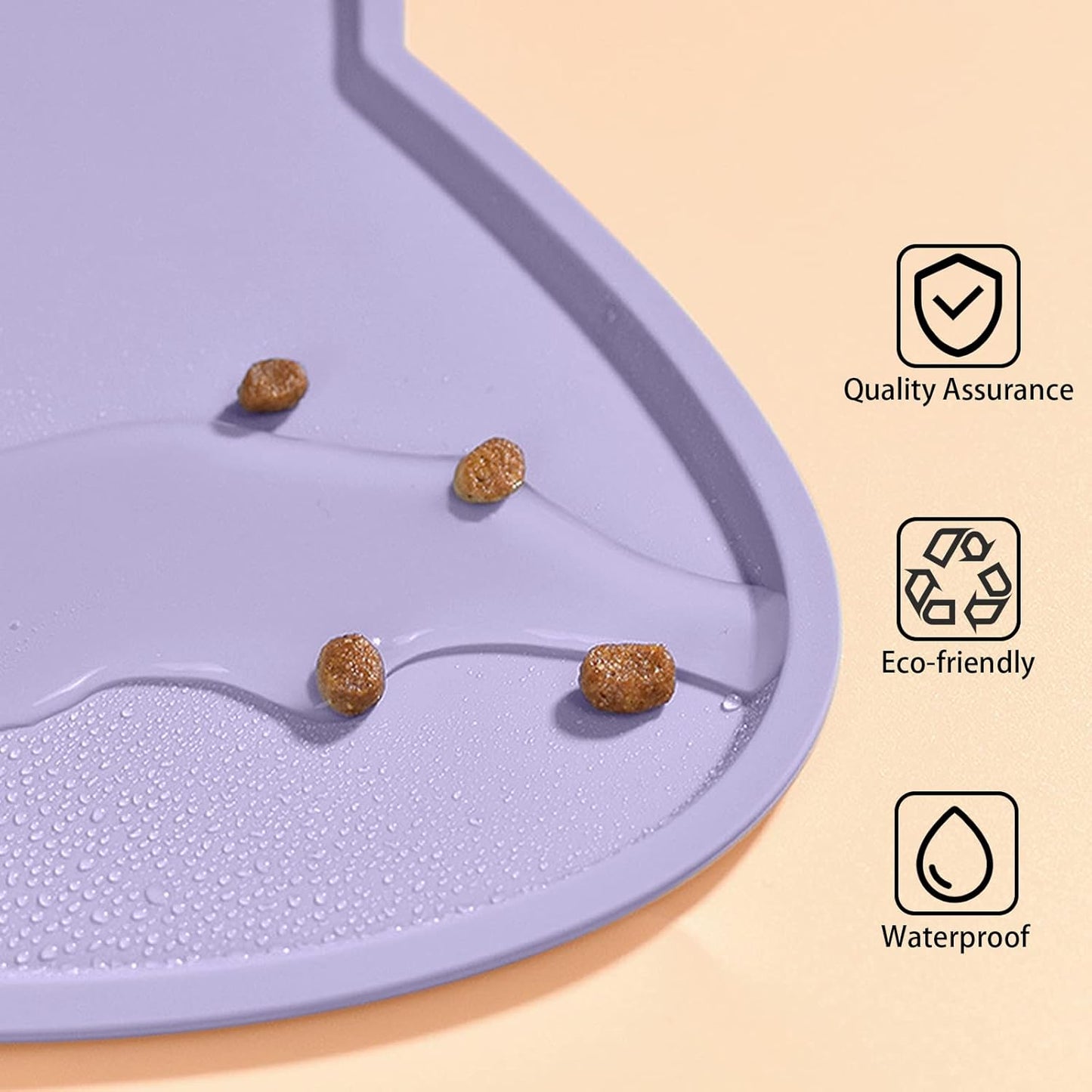 Cat Food Mat, Silicone Pet Feeding Mat for Floor Non-Slip Waterproof Dog Water Bowl Tray Cushion (20" x 12", Periwinkle Blue)