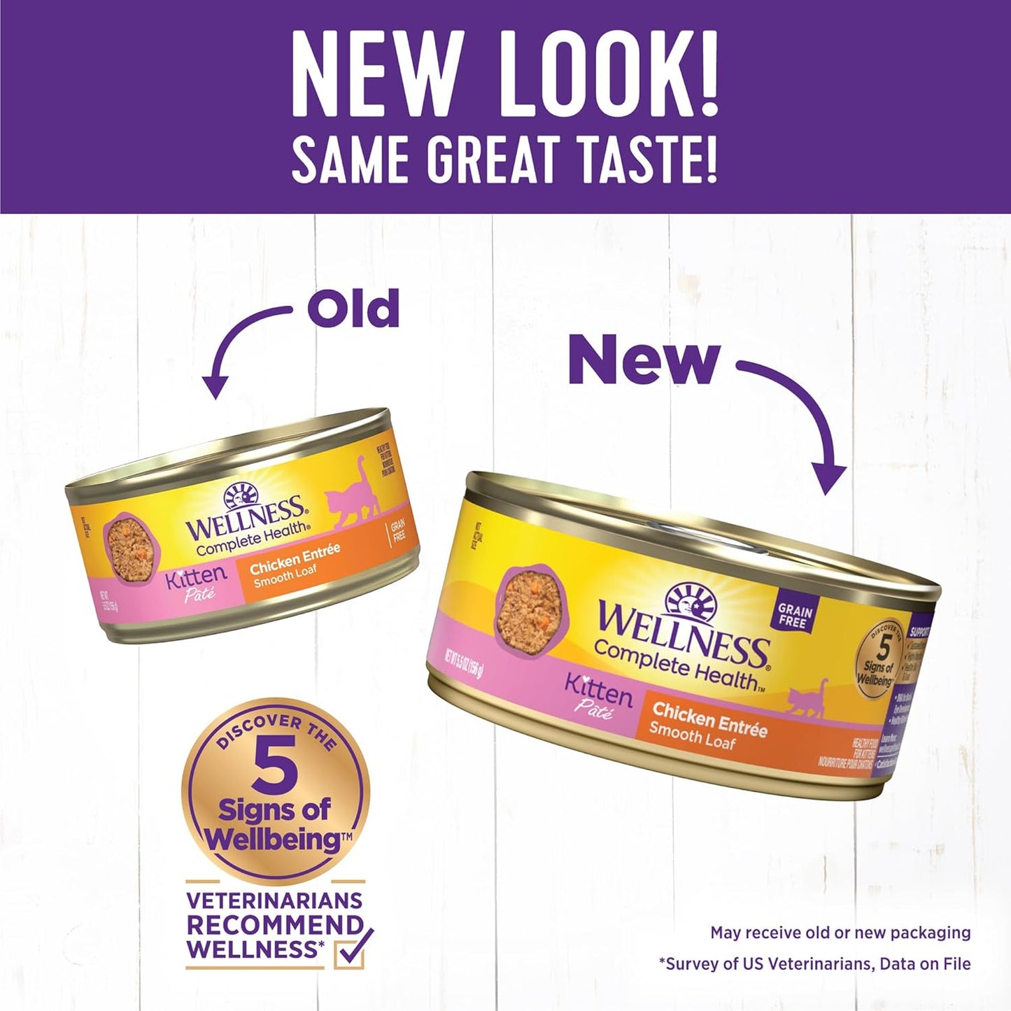 Wellness Complete Health Pate Kitten Wet Cat Food, Natural, Protein-Rich, Grain Free, 5.5 Ounce, 24 Pack, (Chicken)