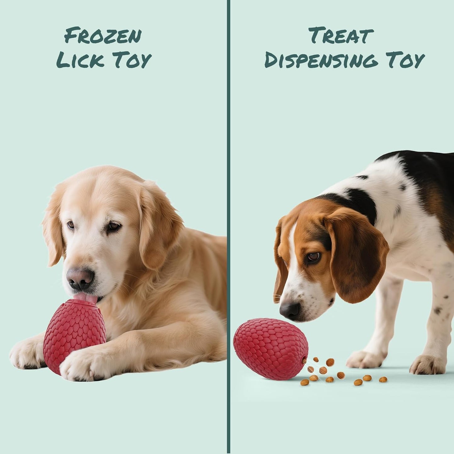 Enrichment Frozen Treat Toy for Dogs - 2-in-1 Dog Licking Toy & Dispensing Dog Puzzle Toy, Fillable Rubber Interactive Toy, Keeps Them Busy, Reduces Anxiety, Safe & Easy to Clean Red
