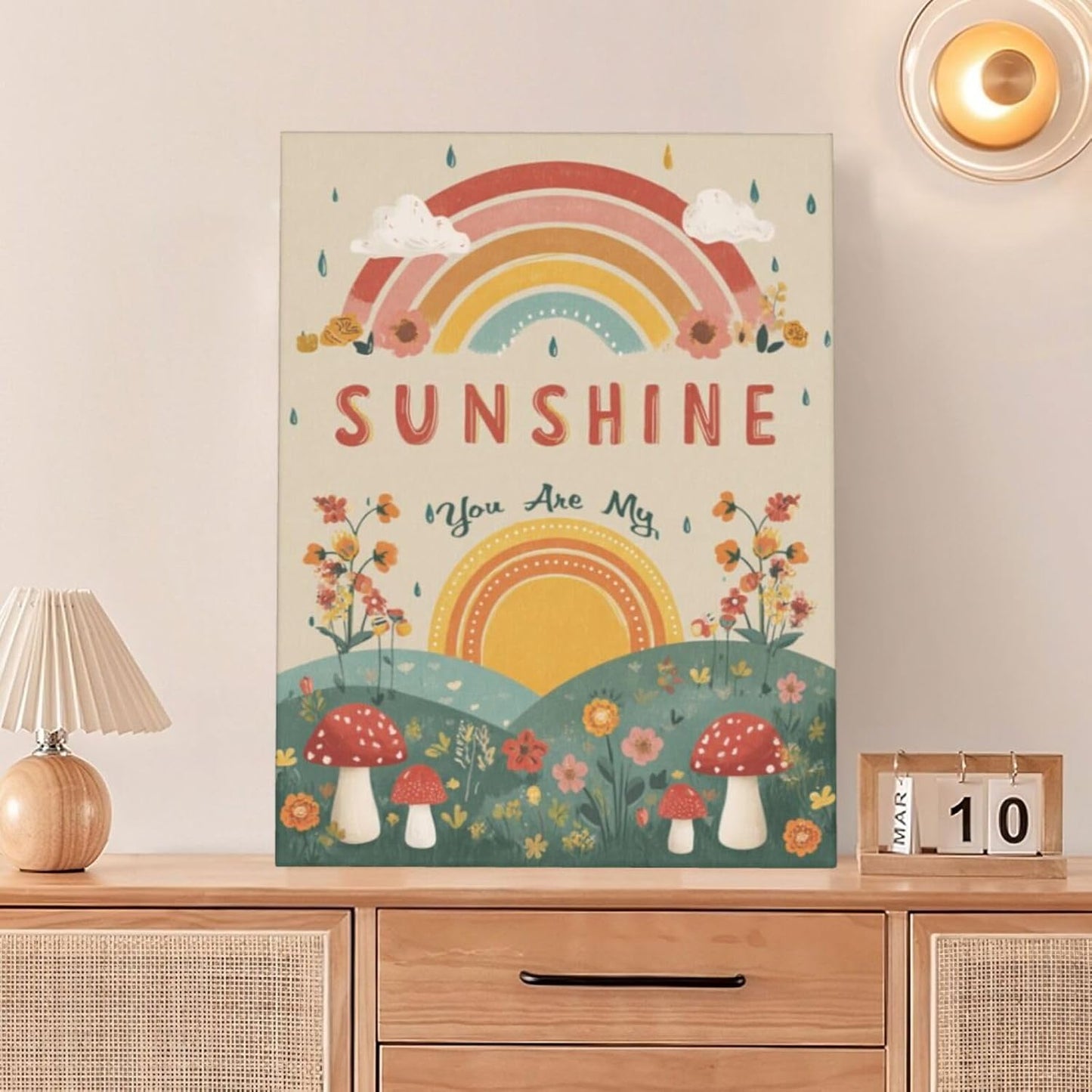 You Are My Sunshine Inspirational Canvas Wall Art Motivational Encouragements Wall Decor First Communion Gifts for Girls Boys Toddler Teens Pictures Painting Print Artwork Framed Decorations Nursery Dorm Bedroom 12"x16"