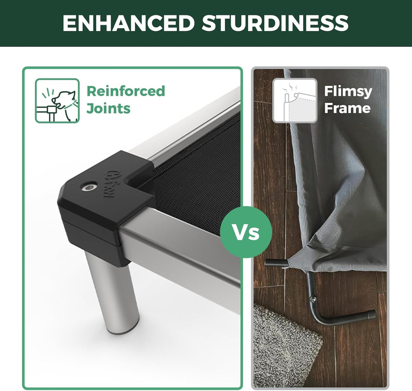 FXW TitanNest Chew-Proof Elevated Dog Bed, Raised Cot for Indoor/Outdoor/Camping Use, Durable & Waterproof Cooling Pet Bed for Toy Dogs, 23.0" L x 17.0" W x 4.5" H, Black