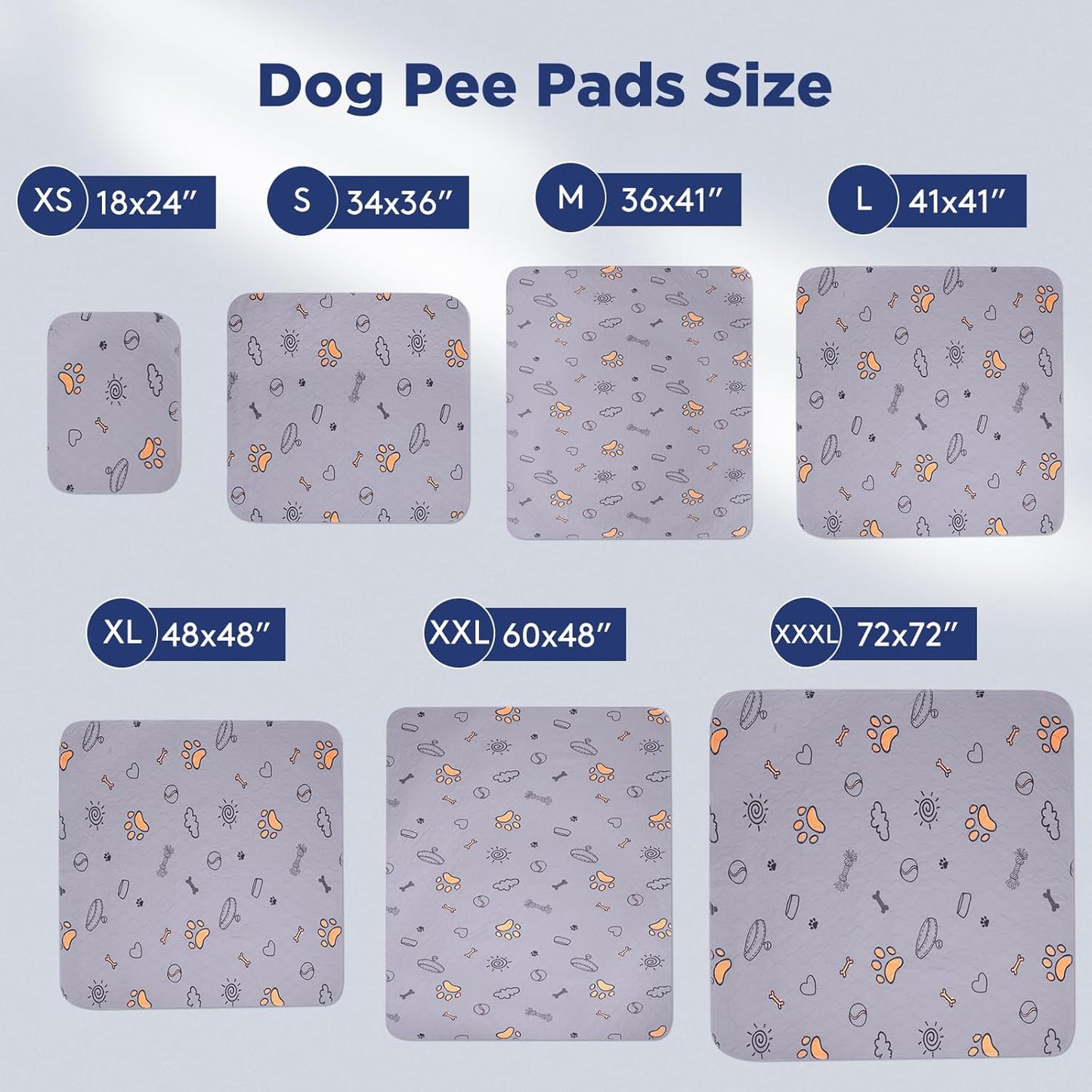 Washable Pee Pads for Dogs, Extra Large 72"x72" Super Absorbent Reusable Training Dog Pads, 100% Waterproof Non-Slip Large Dog Mat for Training, Whelping, Housebreaking, Incontinence, Playpen, Crate