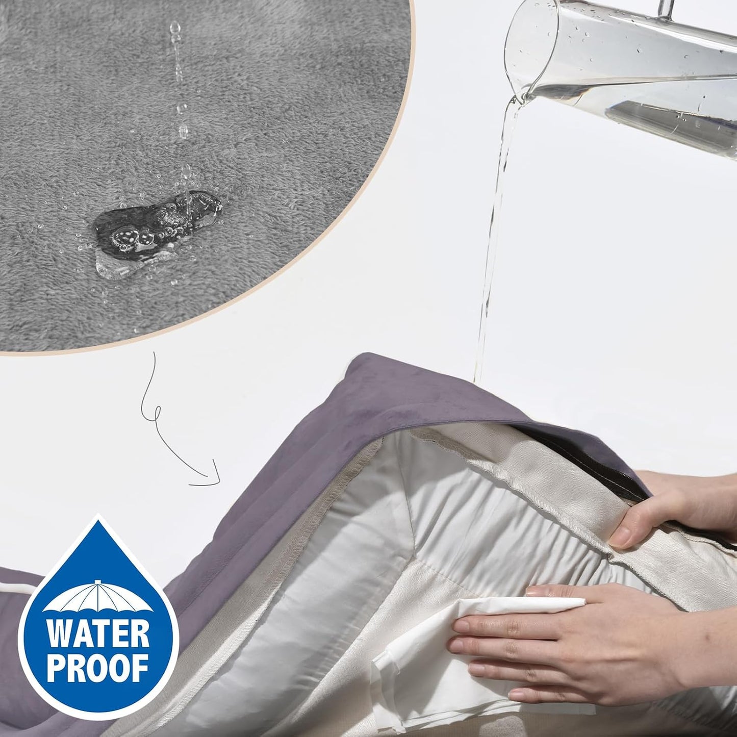 Comfort Expression Waterproof XL Dog Bed Orthopedic Foam Dogs Beds, Extra Large Dogs Bed with Bolster, Washable Dog Sofa Pet Beds with Removable Cover & Non-Slip Bottom(X-Large,Purple)