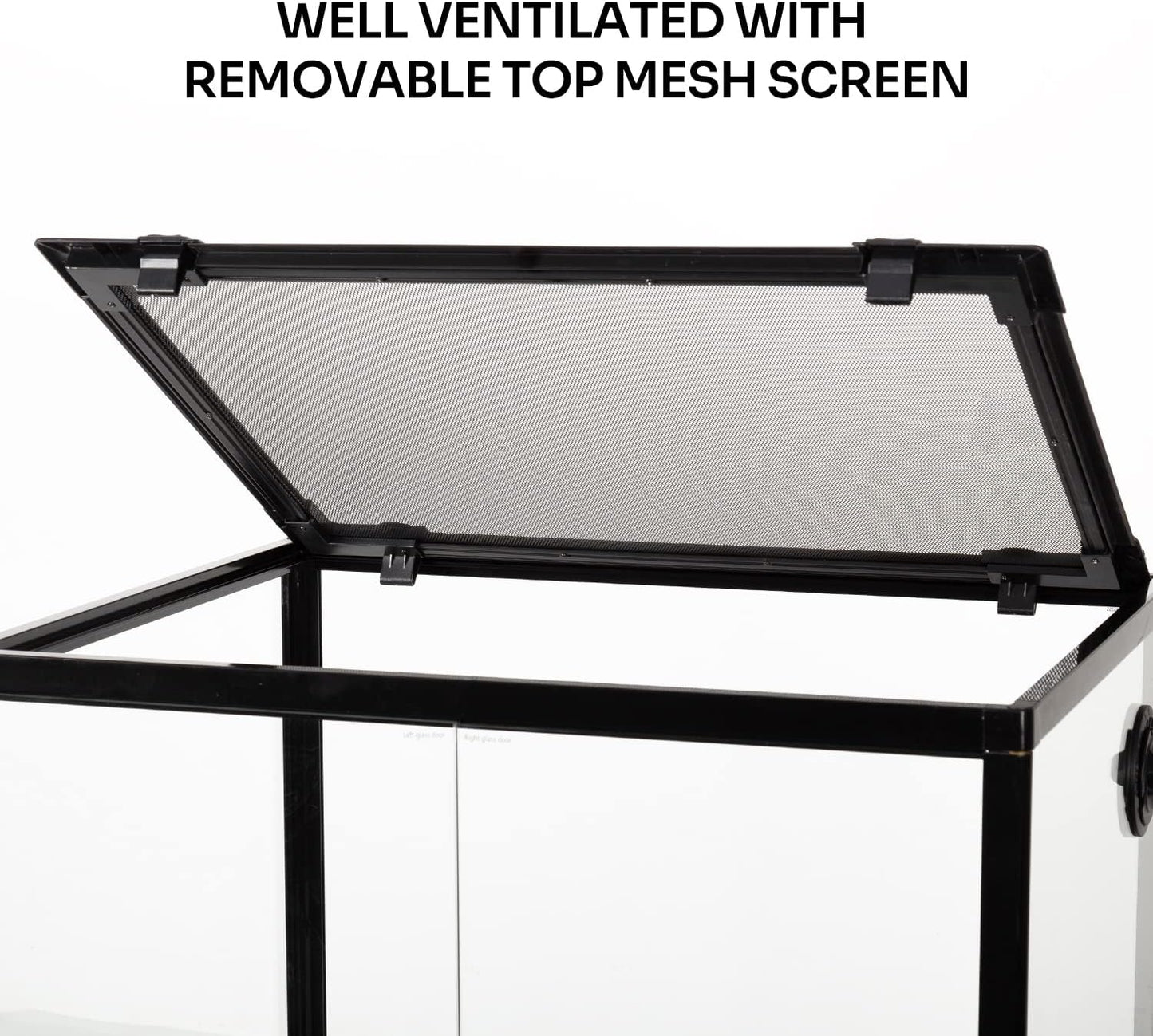 REPTIZOO 45 Gallon Glass Reptile Terrarium 24" x 18" x 24" Knock-Down Reptile Tank with Double Hinge Door and Top Screen Ventilation Easy Assembly Terrarium