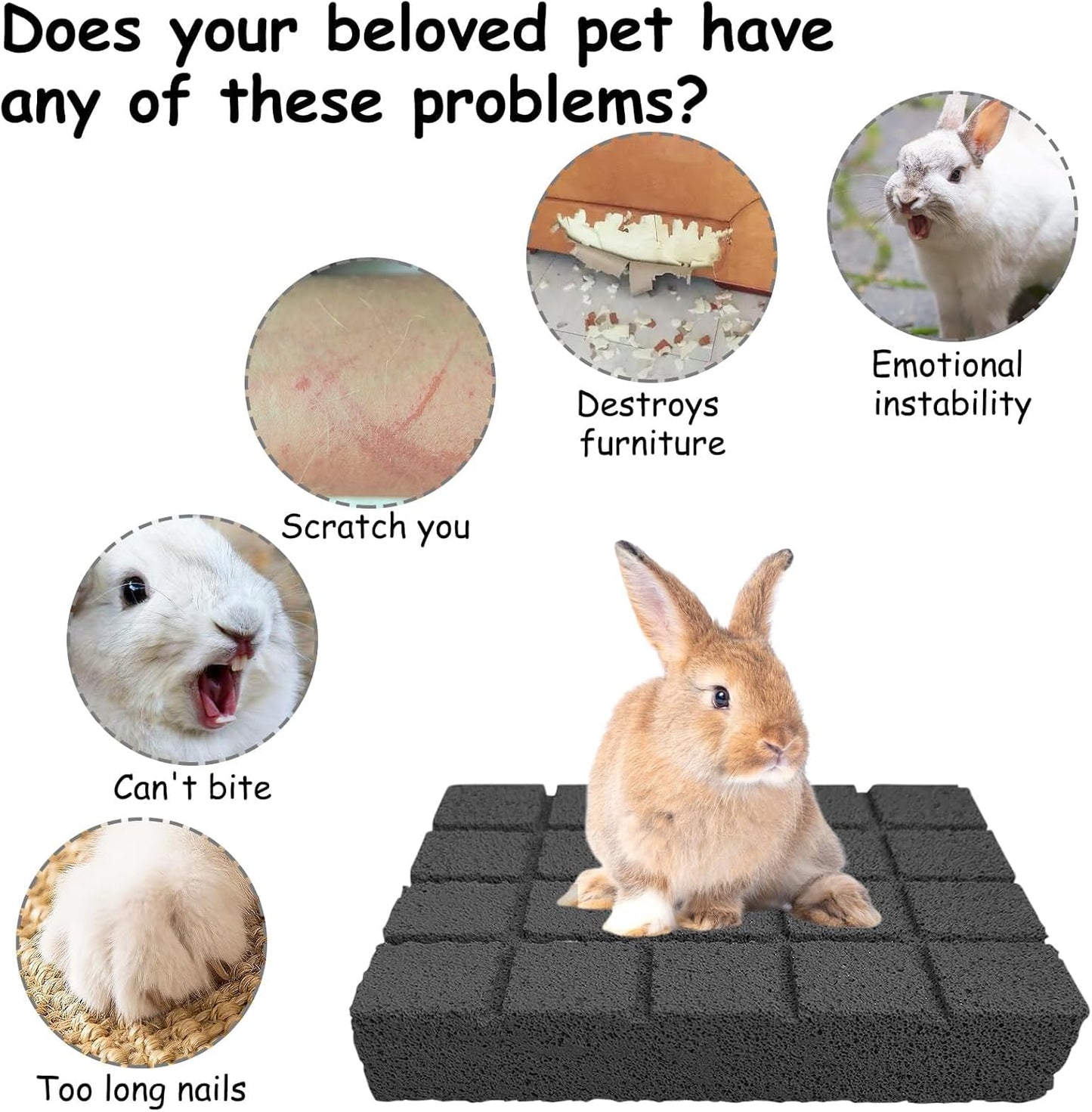 Hamiledyi 4PCS Rabbit Scratching Pads Bunny Lava Grinding Claw Pads Small Animal Foot Pads Hamster Scratch Board Chew Toys for Gerbil Chinchilla Hedgehog Guinea Pig Cage Accessories