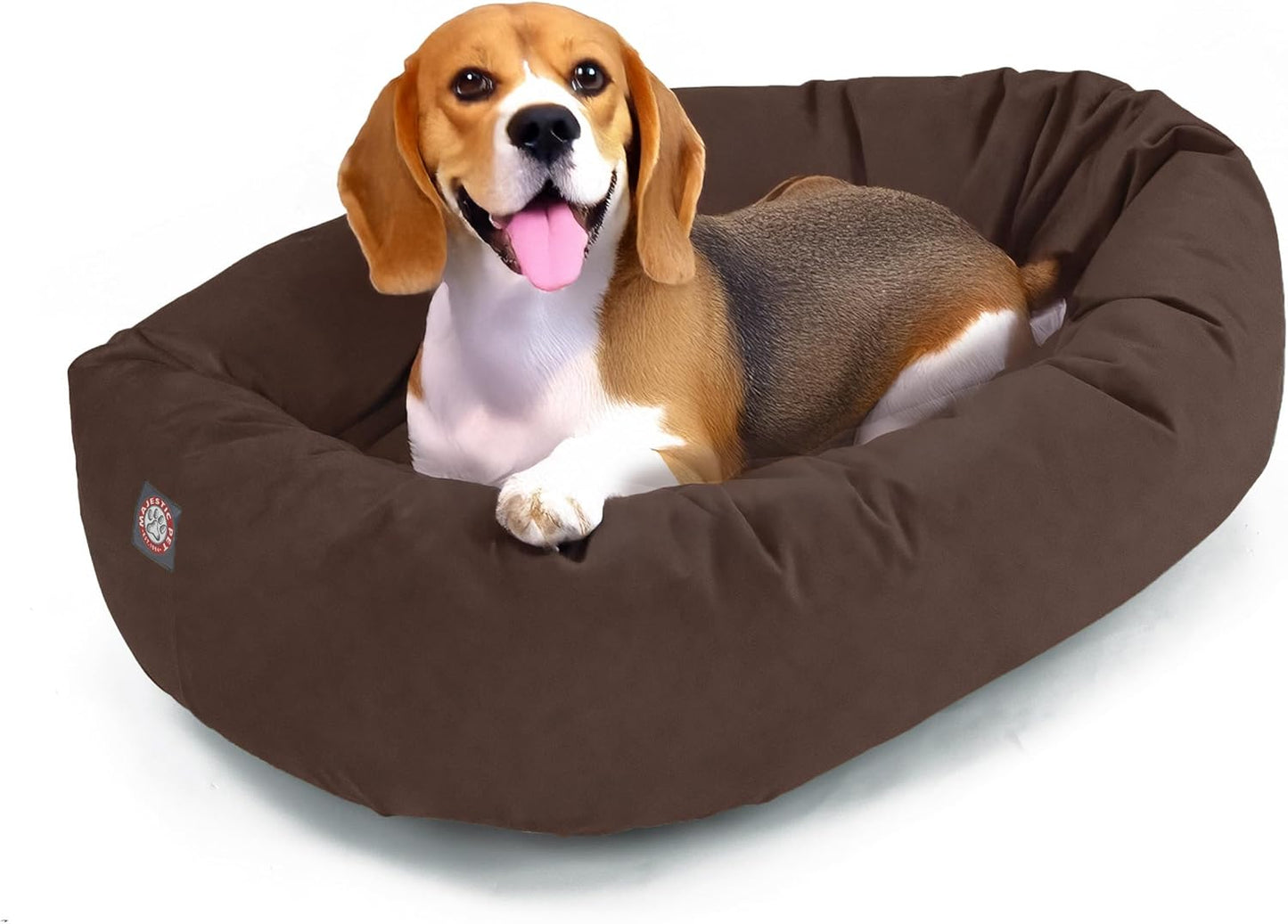 Majestic Pet 32 Inch Suede Shredded Memory Foam Mix Calming Medium Dog Bed Washable 32x23x7 (Inch) - Cozy Soft Round Donut Dog Bed with Spine for Head Support - Pet Bed Chocolate