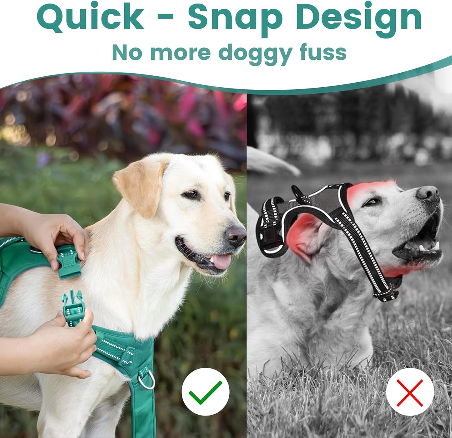 No Pull Dog Harness, Reflective Puppy Vest for Small Medium Large Sized Dog(MARRS Green,S)