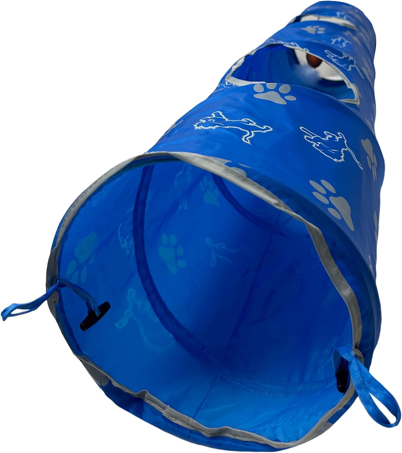 NFL Detroit Lions Cat Tunnel Tube Toy with Plush Football Catnip and Feathers Collapsible Tunnel for Cats to Play, Peek and Hide, Sporty & Fun Cat Tunnel Toy with Team Logo All-Over Design!