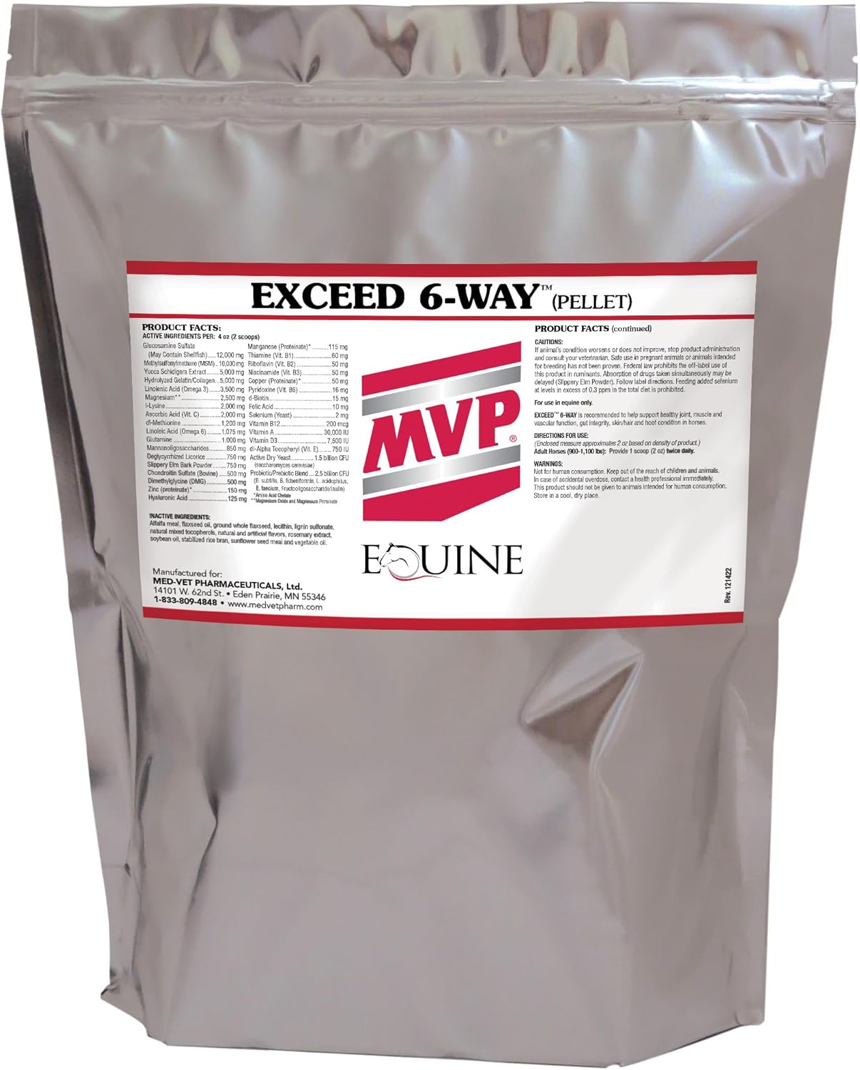 MVP Exceed 6-Way (16lb) High Level Performance Horse Support Pellets. Joint, hoof, Hair, gastric, Digestion and Muscle Support.
