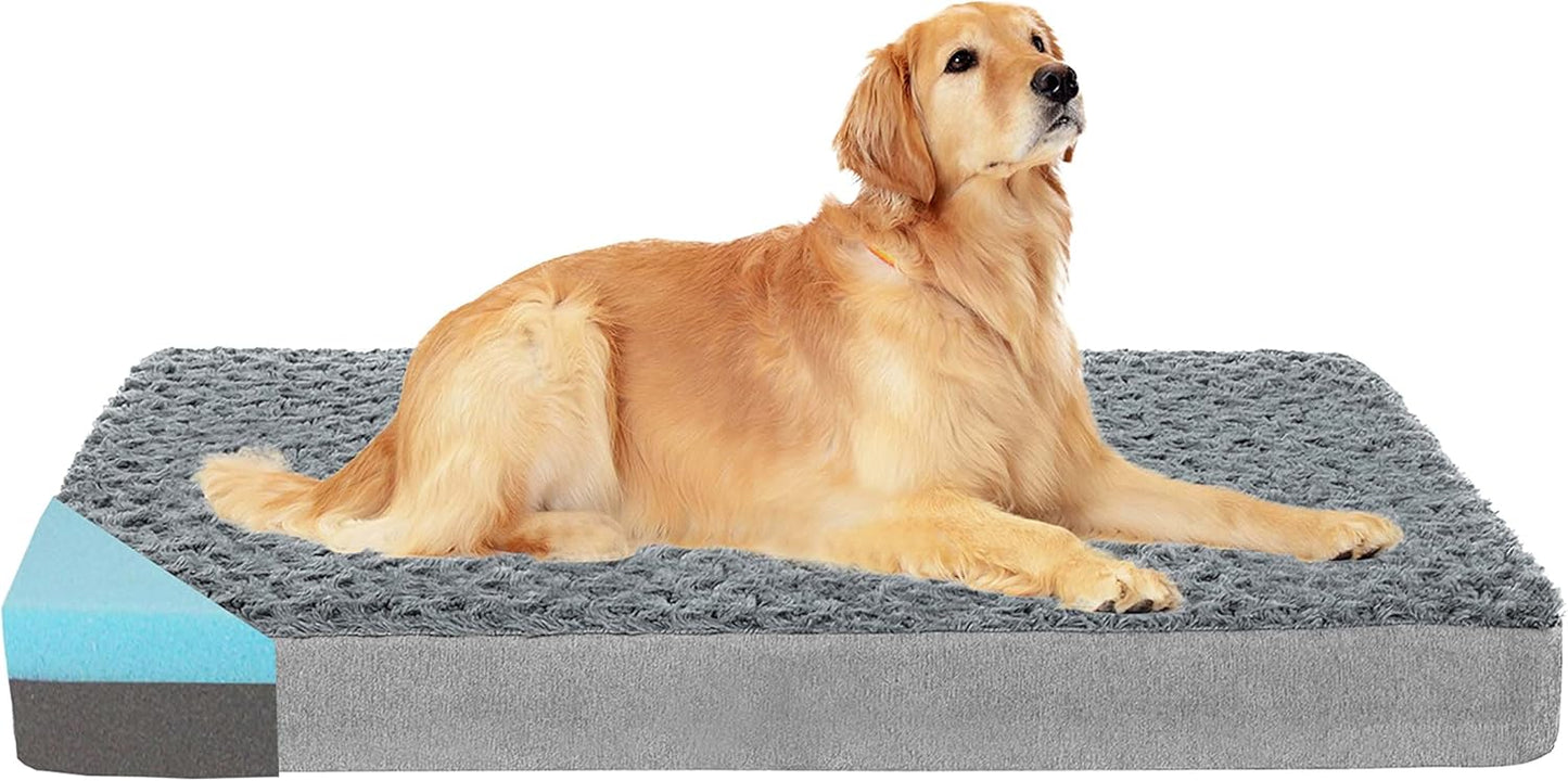Orthopedic Memory Foam Dog Bed, Cooling Dog Beds for Extra Large Dogs -Waterproof Pet Bed for Crate with Removable Washable Cover, Ideal for Arthritic Dogs, XL(41inch,90Lbs)