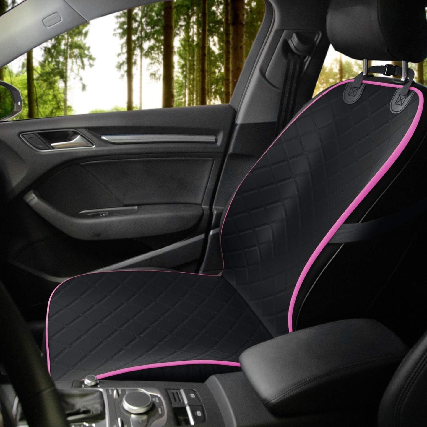 Active Pets Dog Car Seat Cover, Waterproof Front Seat Protector for SUV Truck Sedan, Pet Safety Travel Comfort System with Universal Fit, Pink