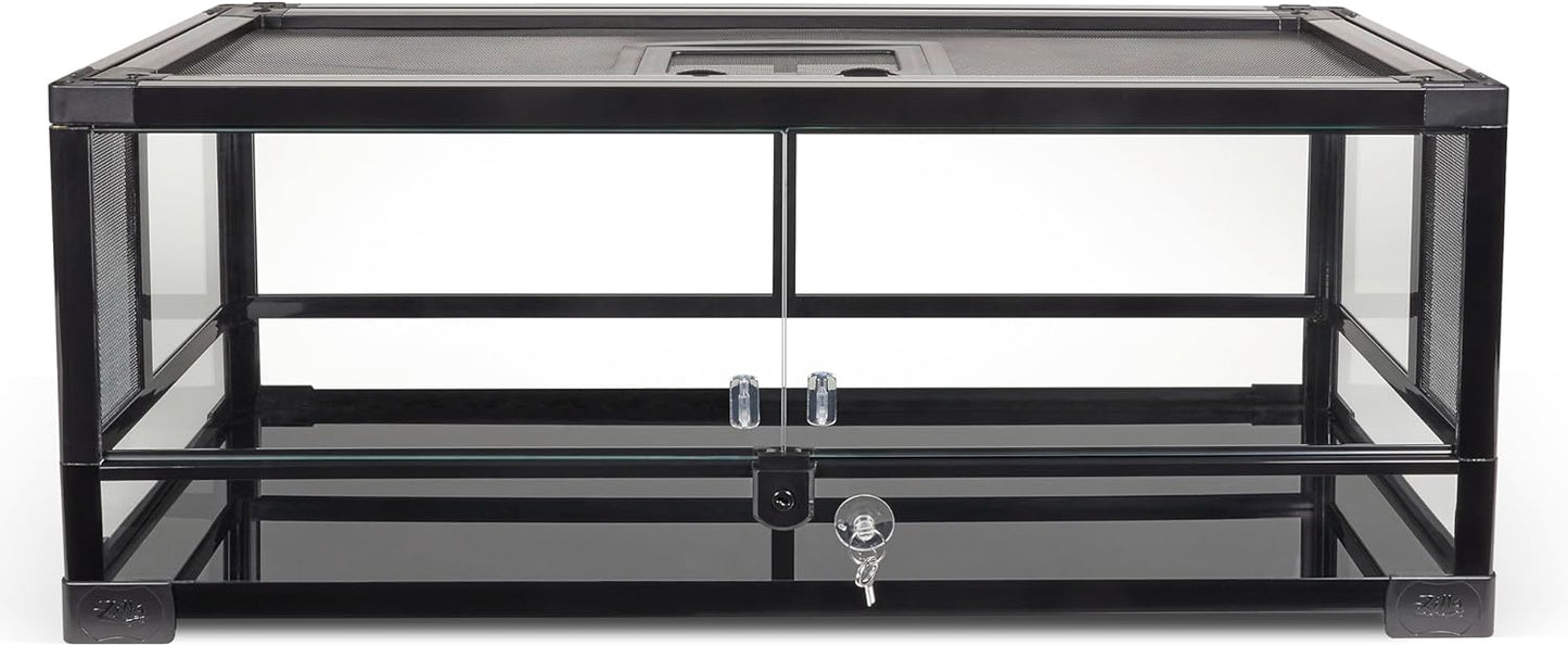 Zilla QuickBuild Reptile 20 Gallon Glass Terrarium Habitat with Swing Door For Geckos, Snakes, Lizards, Frogs, Turtles, and Tortoises, 30" x 12" x 12"