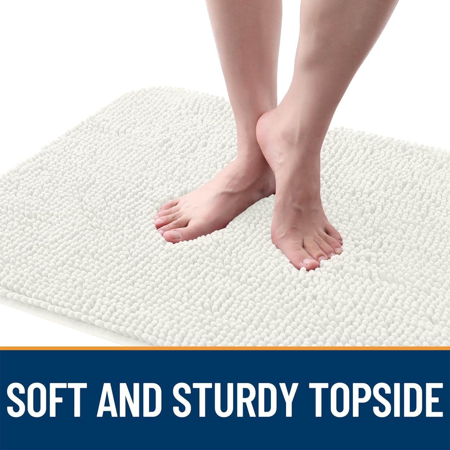 OLANLY Dog Door Mat for Muddy Paws 30x20, Absorbs Moisture and Dirt, Absorbent Non-Slip Washable Doormat, Quick Dry Chenille Mud Mat for Dogs, Entry Indoor Entryway Carpet for Inside Floor, Ivory