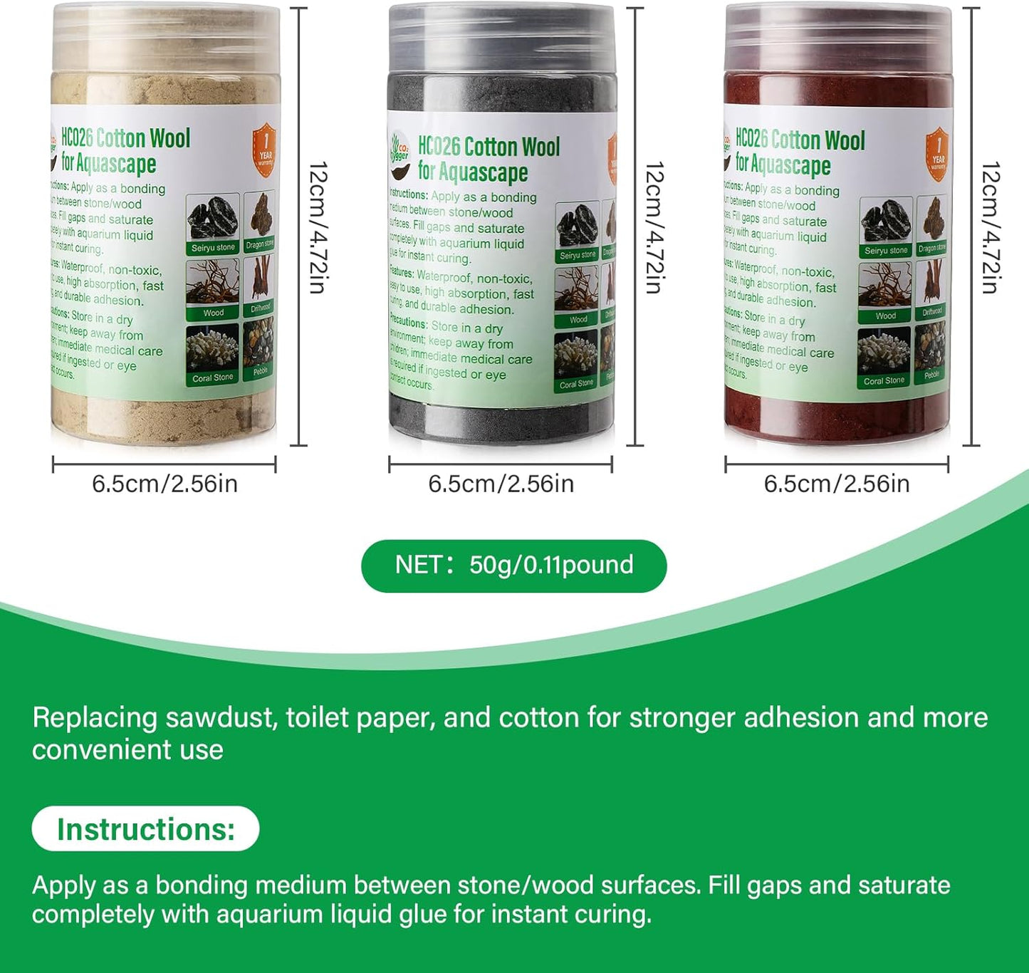 Cotton Wool for Aquascape- Gap Filler Cotton for Rocks & Wood | Aquarium Safe Bonding Material | Secure Adhesive Helper (Brownish red(Driftwood Color))