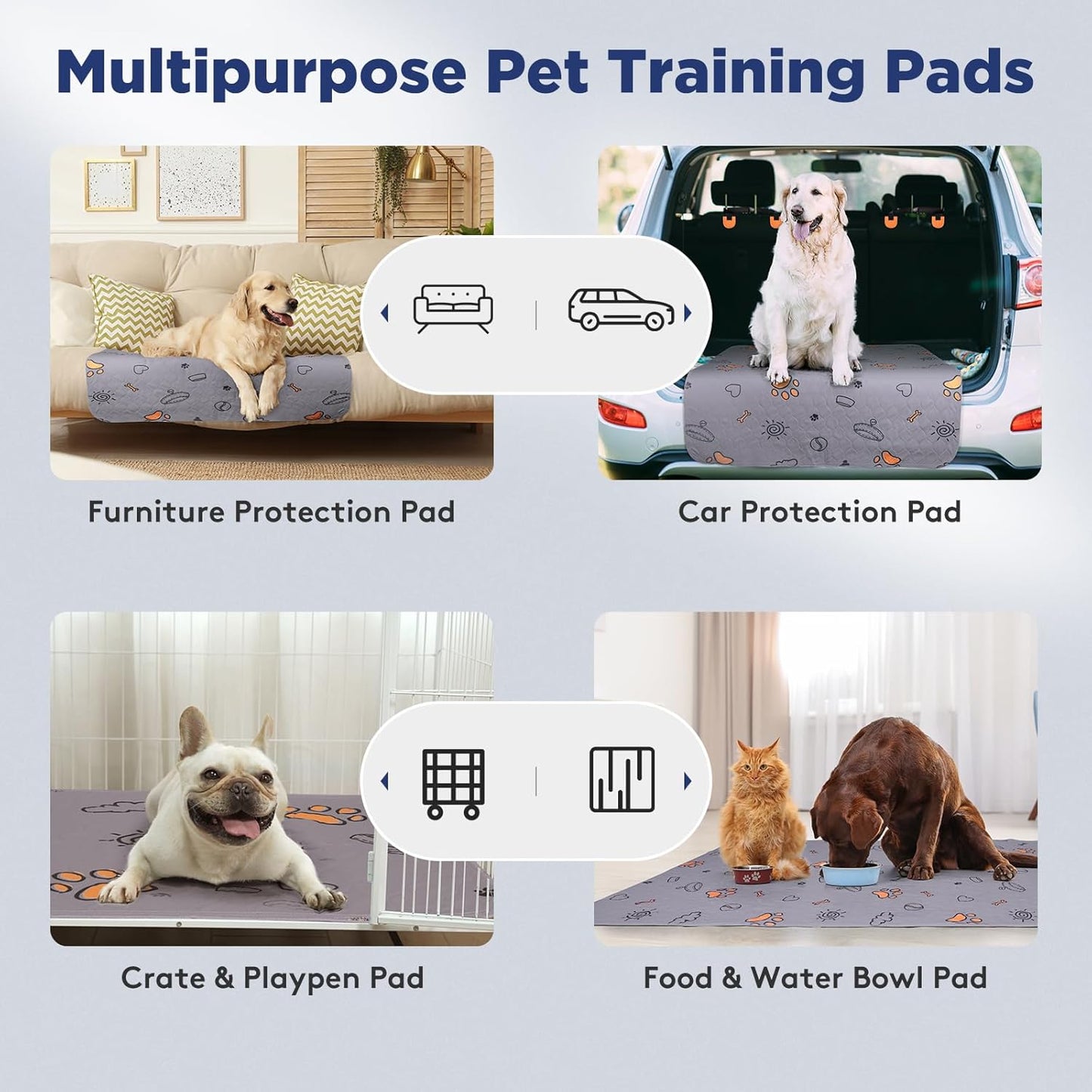 Washable Pee Pads for Dogs, 2 Pack Large 41"x41" Super Absorbent Reusable Pads for Dog Training Pads, 100% Waterproof Non-Slip Pee Pads Whelping Pads Dog Playpen Pads Crate Mat Crate Pads Dog Products