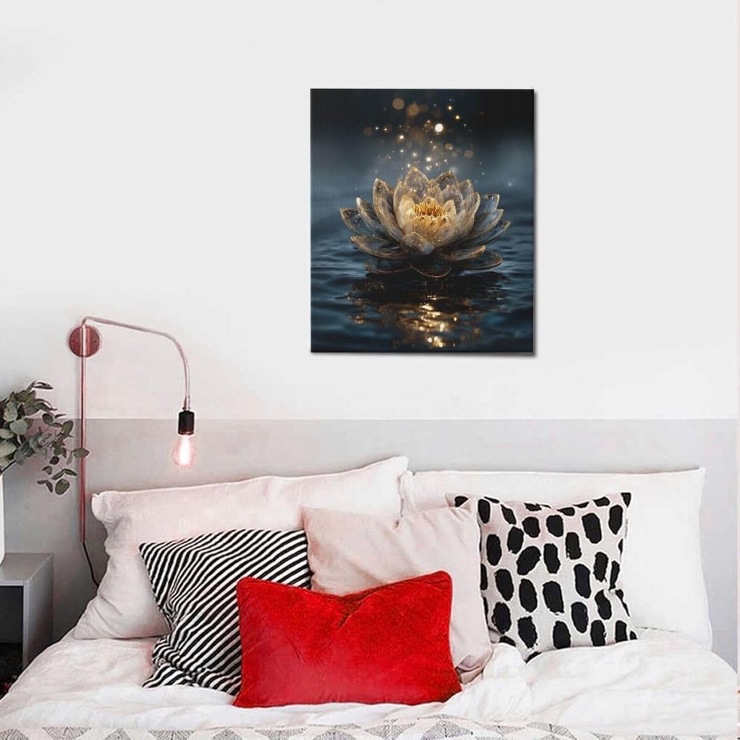 Zen Lotus Canvas Wall Art Mystical Lotus Bloom in Water Aesthetic Pictures Wall Decor Modern Meditation Spiritual Painting Print Framed Artwork Decorations Gifts for Yoga Spa Room Bathroom 20"x24"