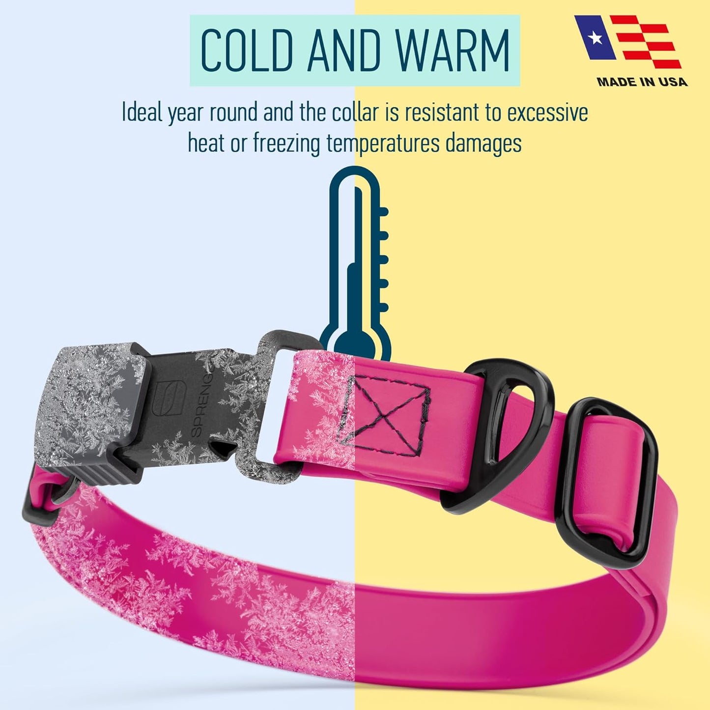 Dogline Biothane Waterproof Dog Collar with Herm Sprenger Stainless Steel Quick Release Buckle – Heavy Duty Tactical Durable Collar for Dogs – Comfortable and Safe Pet Collar, W 1" L 15-25", Magenta