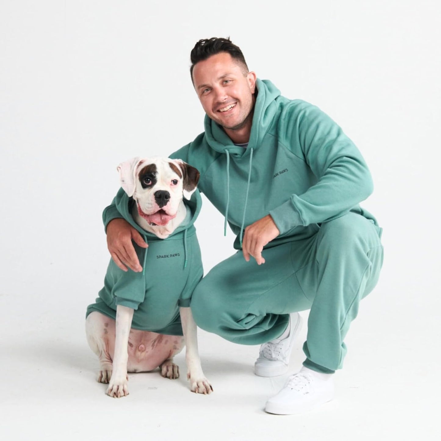 Spark Paws Dog Hoodie – Premium Dog Sweater for Small, Medium, and Large Dogs | Warm Outfits for French Bulldogs, Pitbull, Puppy, Winter Jacket Alternative - Teal - L