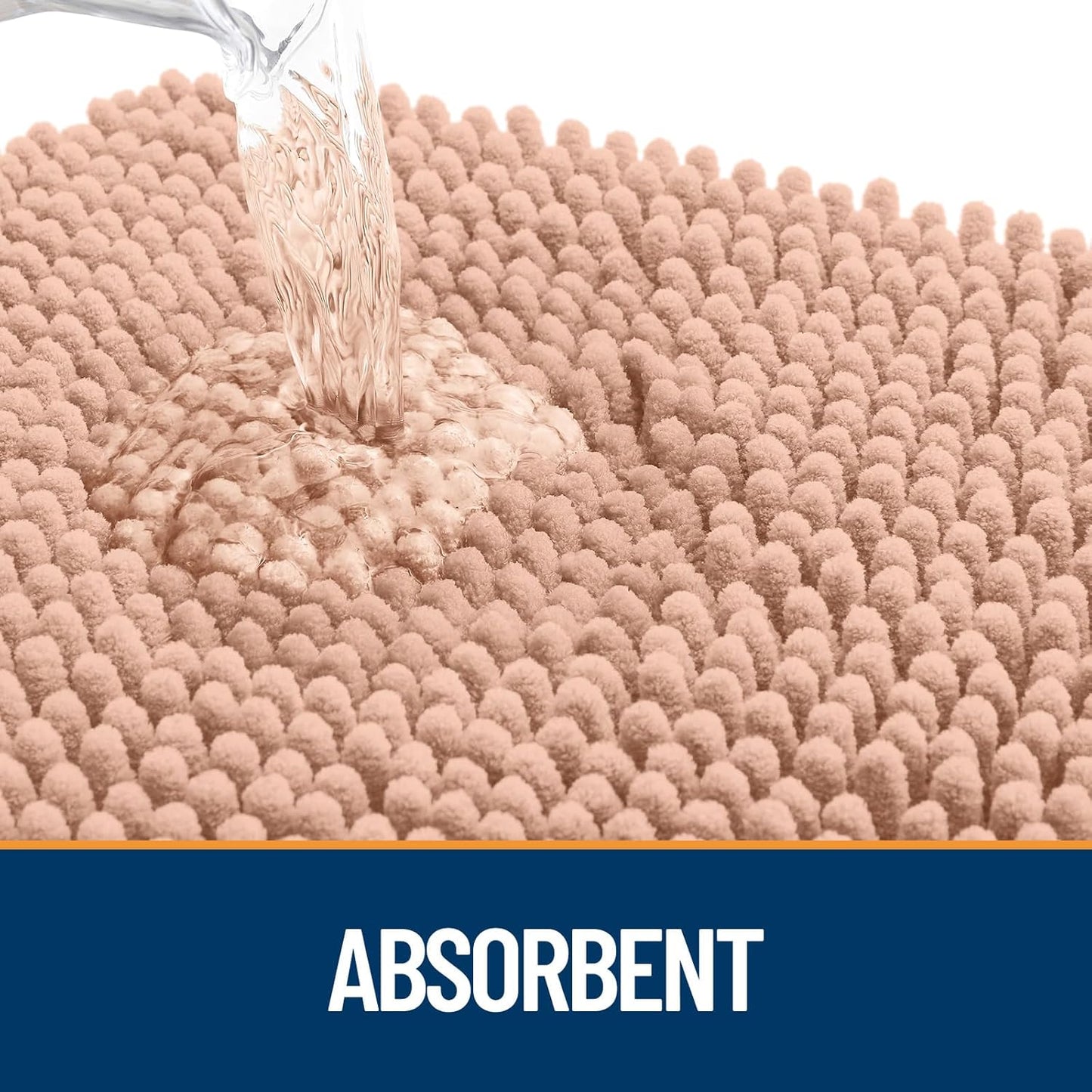 OLANLY Dog Door Mat for Muddy Paws 44x24, Absorbs Moisture and Dirt, Absorbent Non-Slip Washable Doormat, Quick Dry Chenille Mud Mat for Dogs, Entry Indoor Entryway Carpet for Inside Floor, Peach