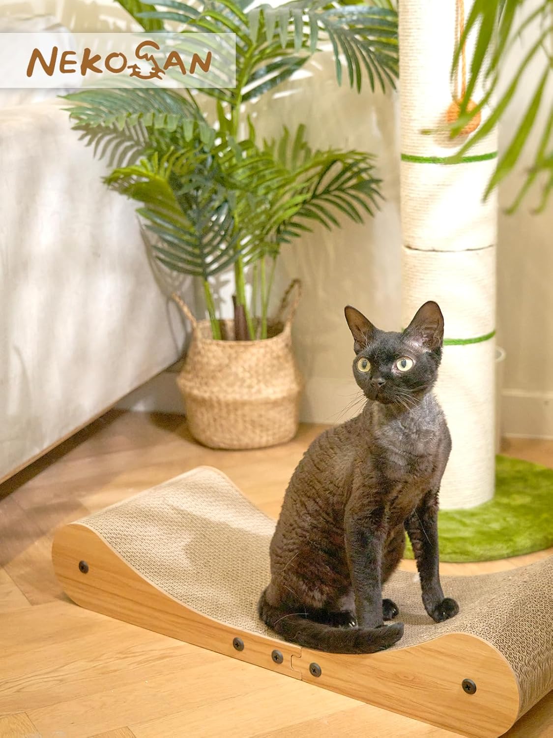 Nekosan Cat Scratcher Cardboard Bed, 27.5" Extra Large Cat Scratch Sofa Bed, Cat Scratcher Lounge Bed for Indoor Cats, 27.5 x 10 Inches Cat Couch Bed - Scratching Board