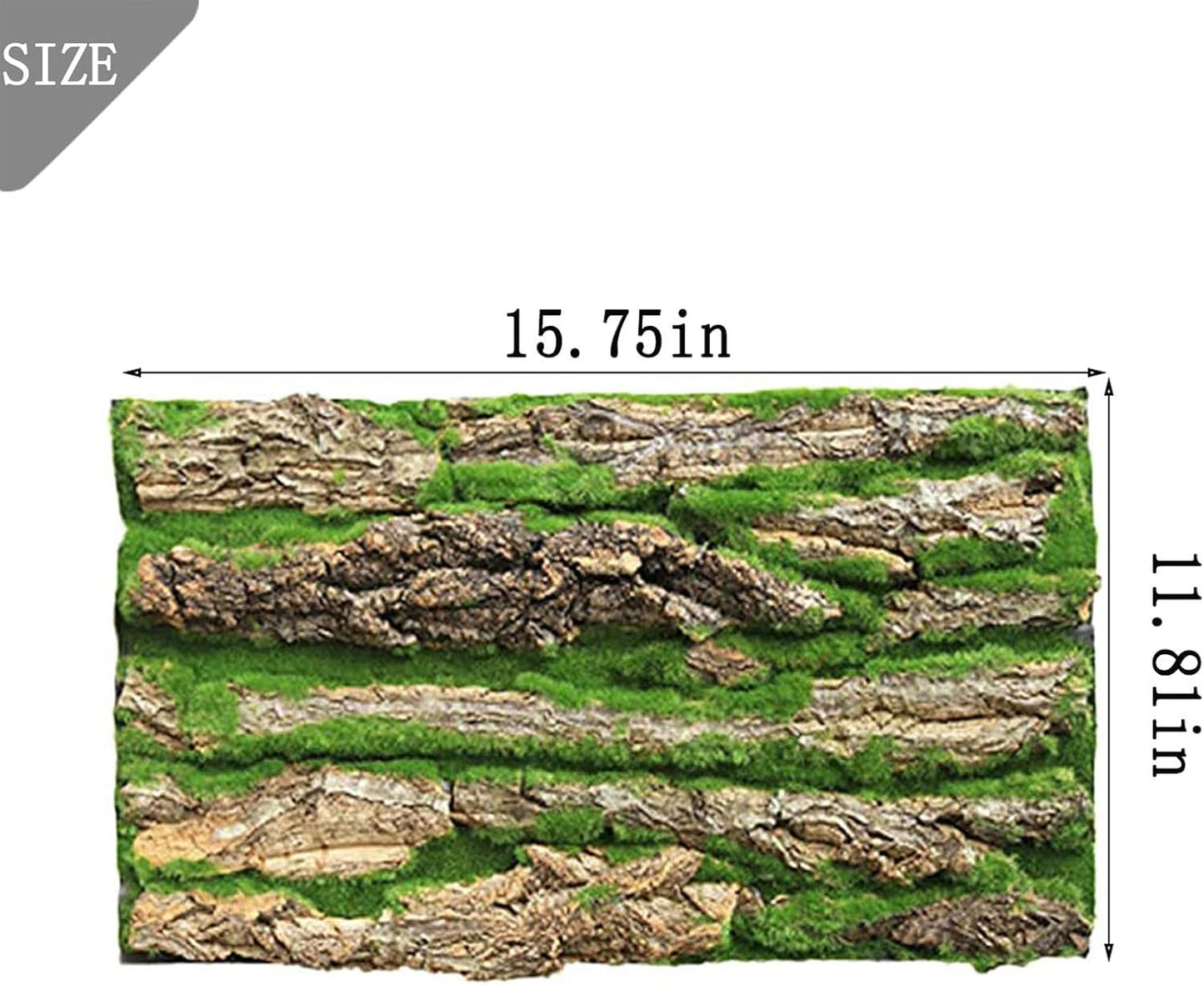 PINVNBY Reptile Cork Terrarium Background,Bearded Dragon Tank Natural Bark Backdrop Wall Habitat Decor with Artificial Moss,15.75"×11.8" Reptile Carpet for Gecko Lizard Tortoise Frog Chameleon(1 Pack)