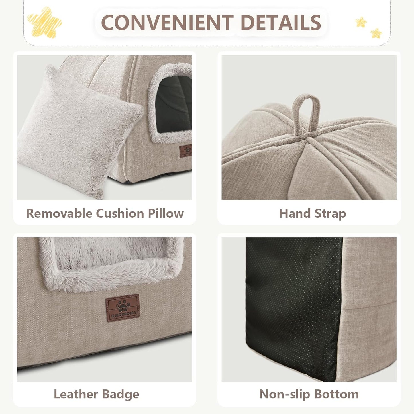 Cat Bed for Indoor Cats - Cat Cave Cat House Cats Tent with Removable Washable Cushioned Pillow, Soft and Self Kitten beds