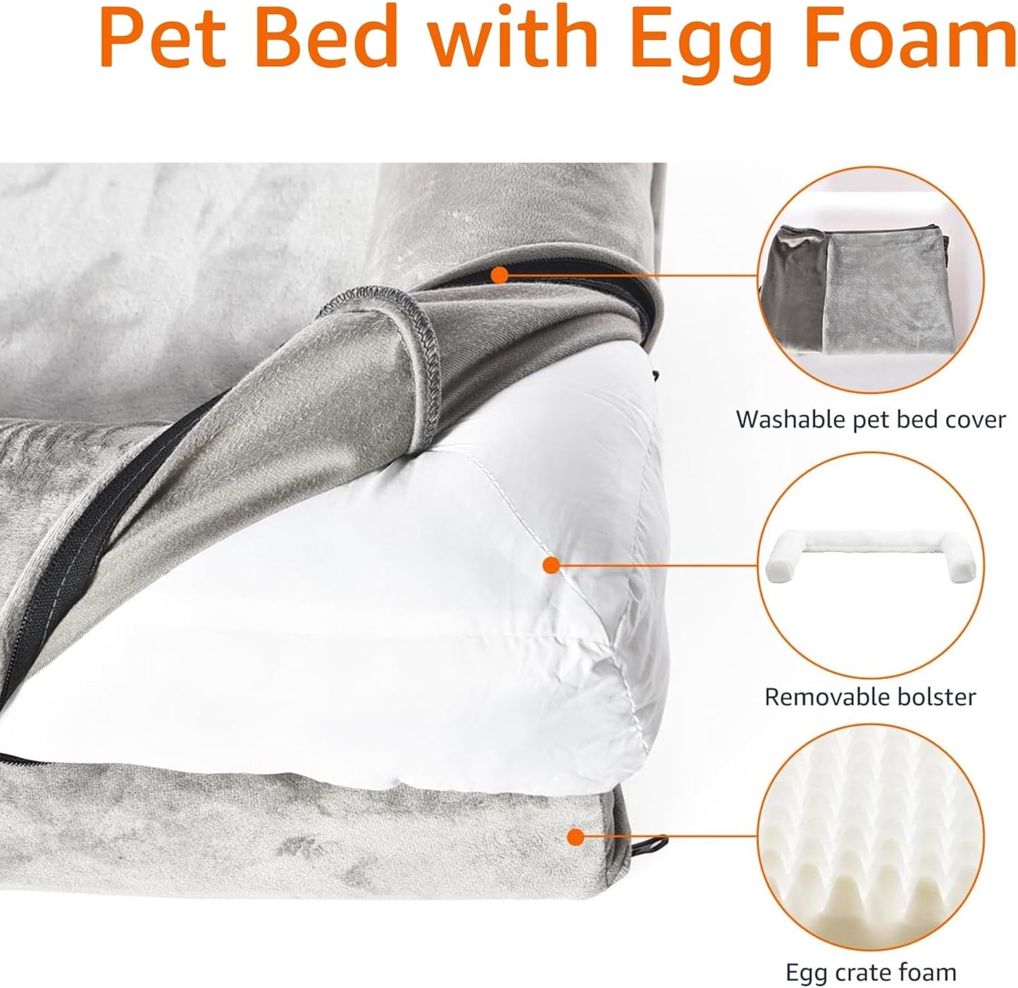 Amazon Basics Dog Bed with Cooling Gel Memory Foam, Pressure-Relief Support for Dogs up to 30lbs, Non-Slip Bottom, Machine Washable Cover, Medium Sized (30" x 20"), Brown