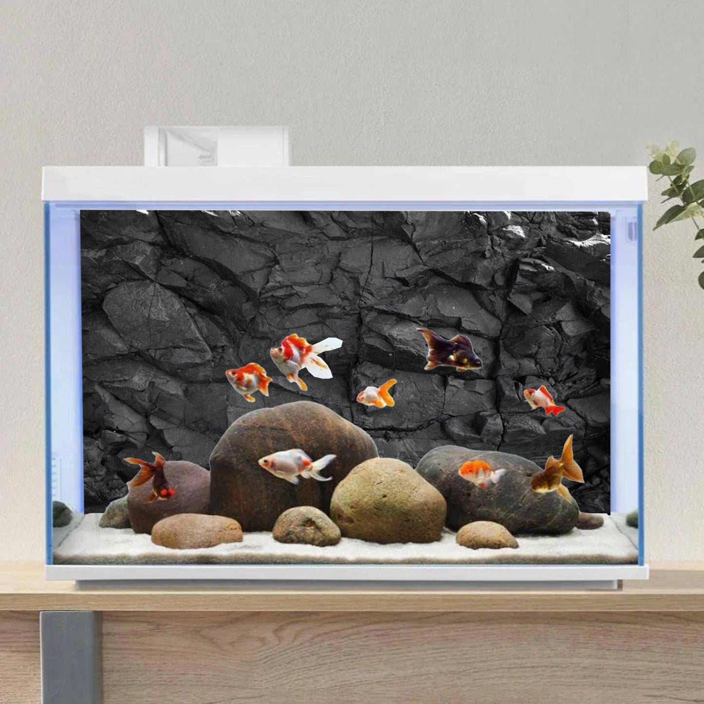 AWERT 30x18 inches Stone Aquarium Background Black Rock Fish Tank Background Rocky Terrarium Background Vinyl