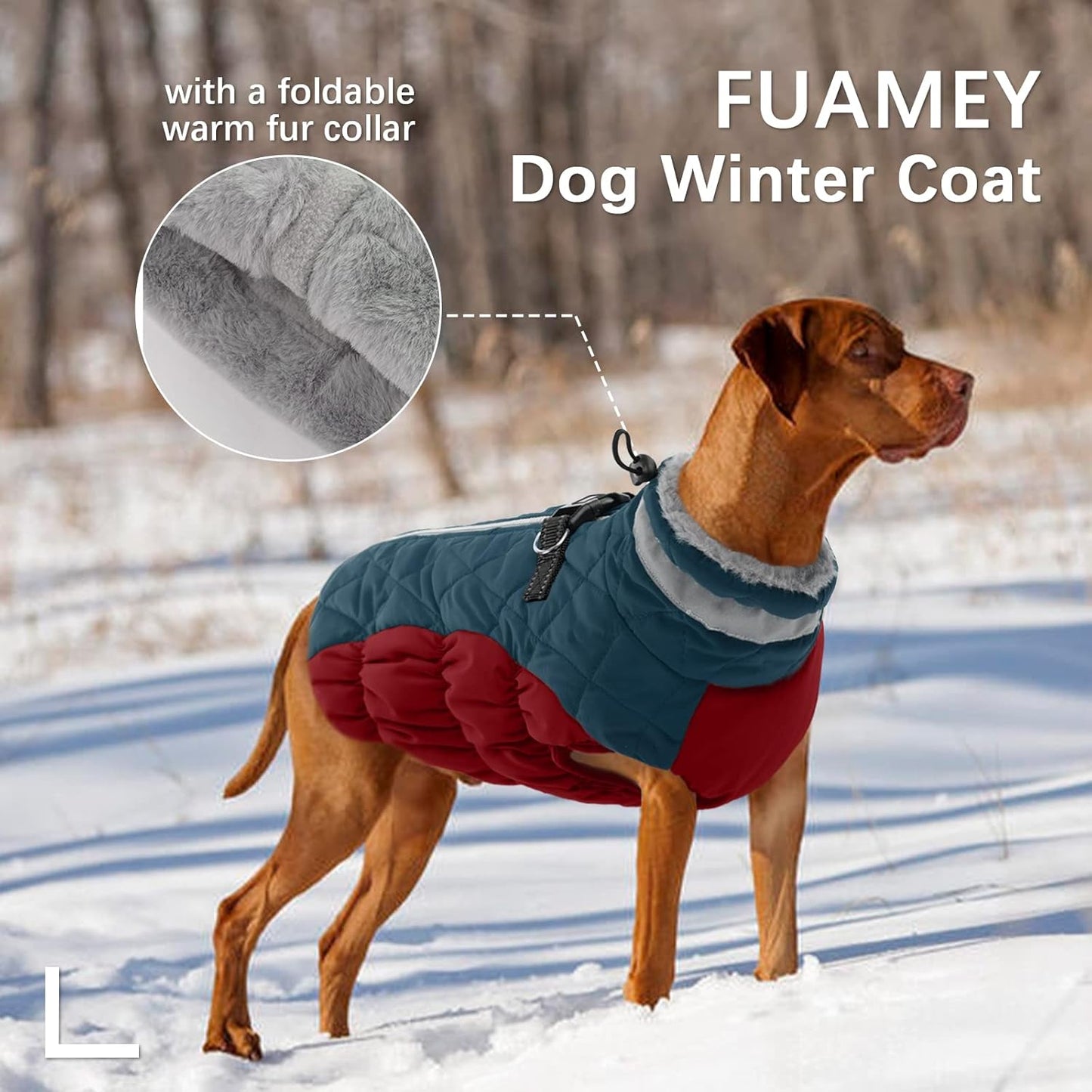 FUAMEY Dog Coat for Small Dogs,Waterproof Dog Winter Jacket with Harness Built in Puppy Cold Weather Coats Reflective Pet Vest with Zipper Warm Fleece Dogs Snowsuit Windproof Dark Blue S