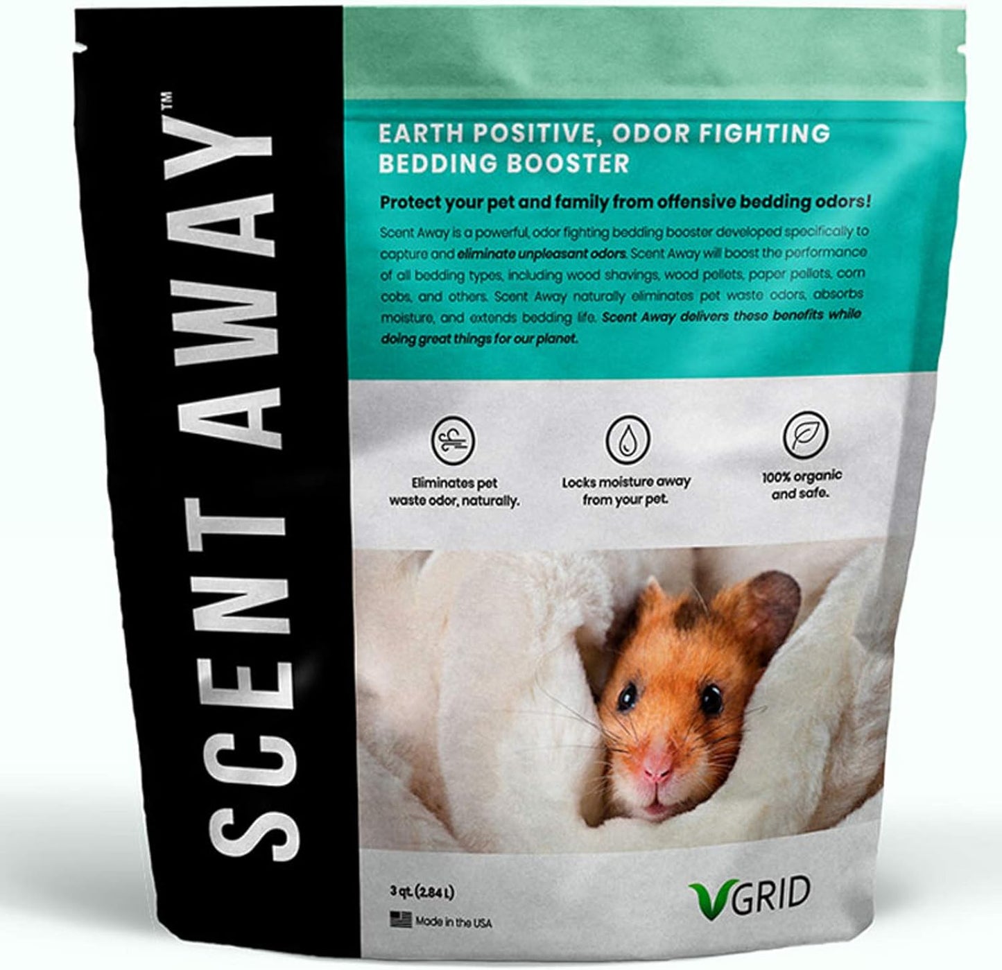 | Small Animal Bedding Deodorizer | 100% Natural & Fragrance Free, Non-Toxic Pet Odor Eliminator for Home | Active Carbon & Zeolite Extends Pet Bedding Life | Deodorizer for Pets 4lbs