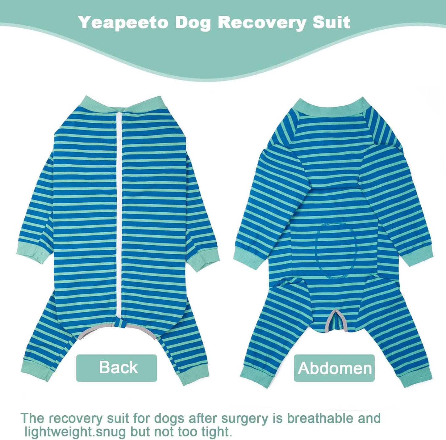Yeapeeto Dog Onesie Surgery Recovery Suit for Large Medium Bodysuit Dogs Pajamas PJS Full Body for Shedding, Prevent Licking, Wound Protection, Cone Alternative… (Blue Green, 2XL)