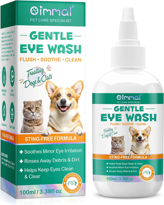 Pet Eye Drops for Dogs & Cats - Gentle Cat Eye Drops for Itchy, Watery Eyes - Safe Eye Wash Solution for Puppies & Kittens - 3.38 oz