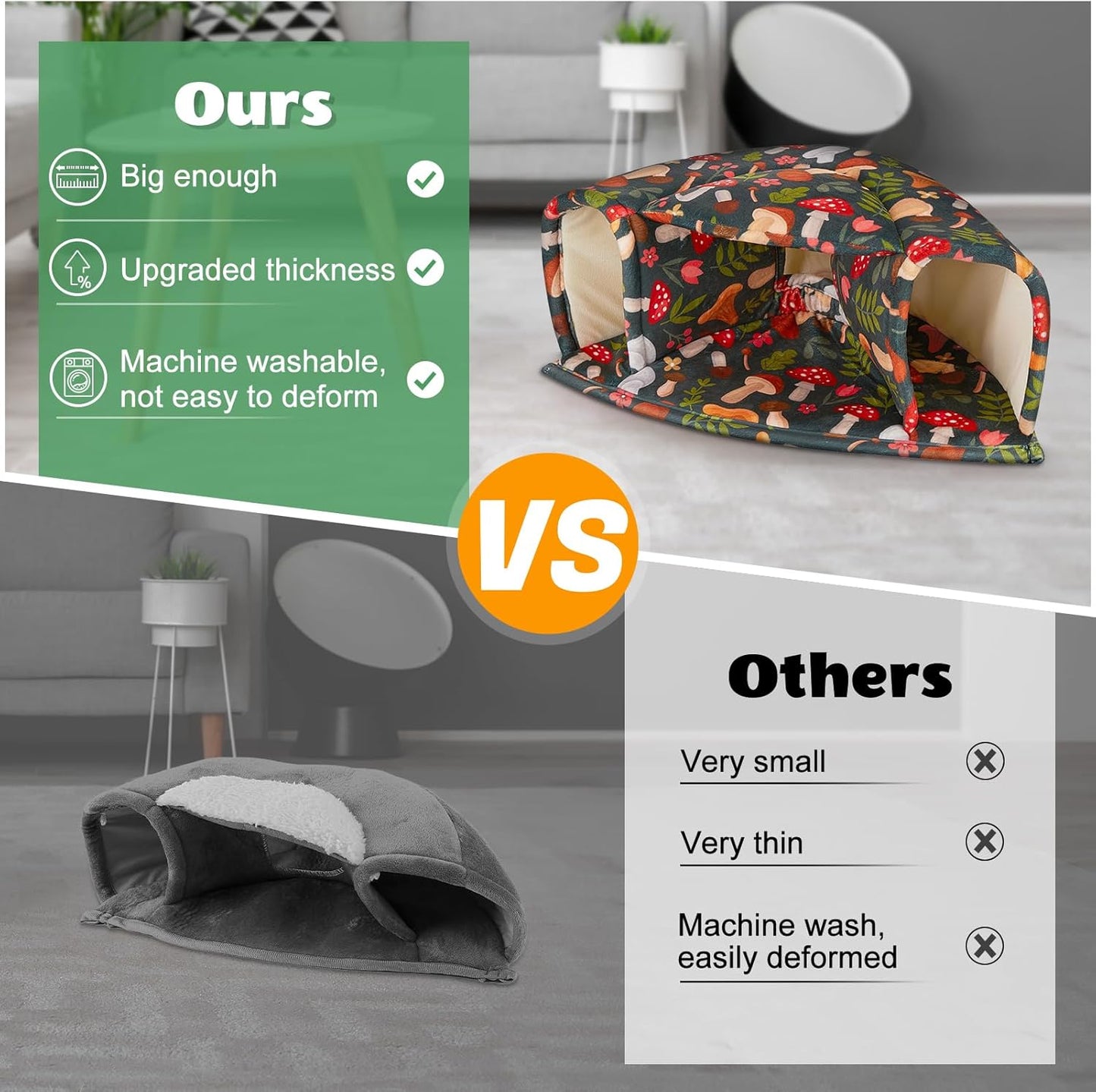 Unicorn Catcher Guinea Pig Hideout - Large Cozy Bed, Warm House, Washable Tunnel Accessories for Small Pets: Hamster, Chinchilla, Bunny