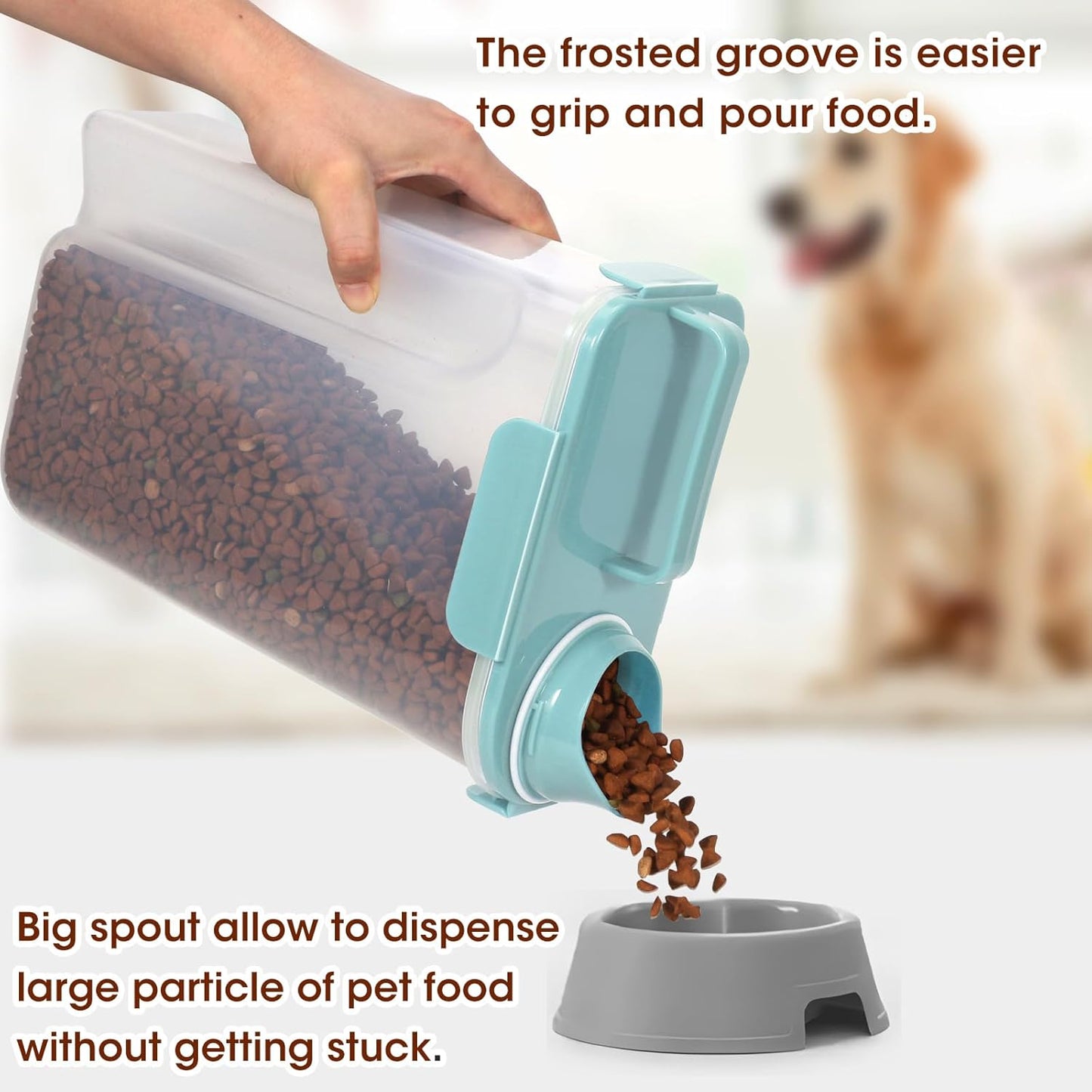 TBMax Dog Food Storage Containers 2 Pack 8 to10 Lbs, Airtight Pet Food Container Dispenser with Large Spout & Portable Handle, Travel Dog Treat Cat Food Storage Bin Bird Seed Container