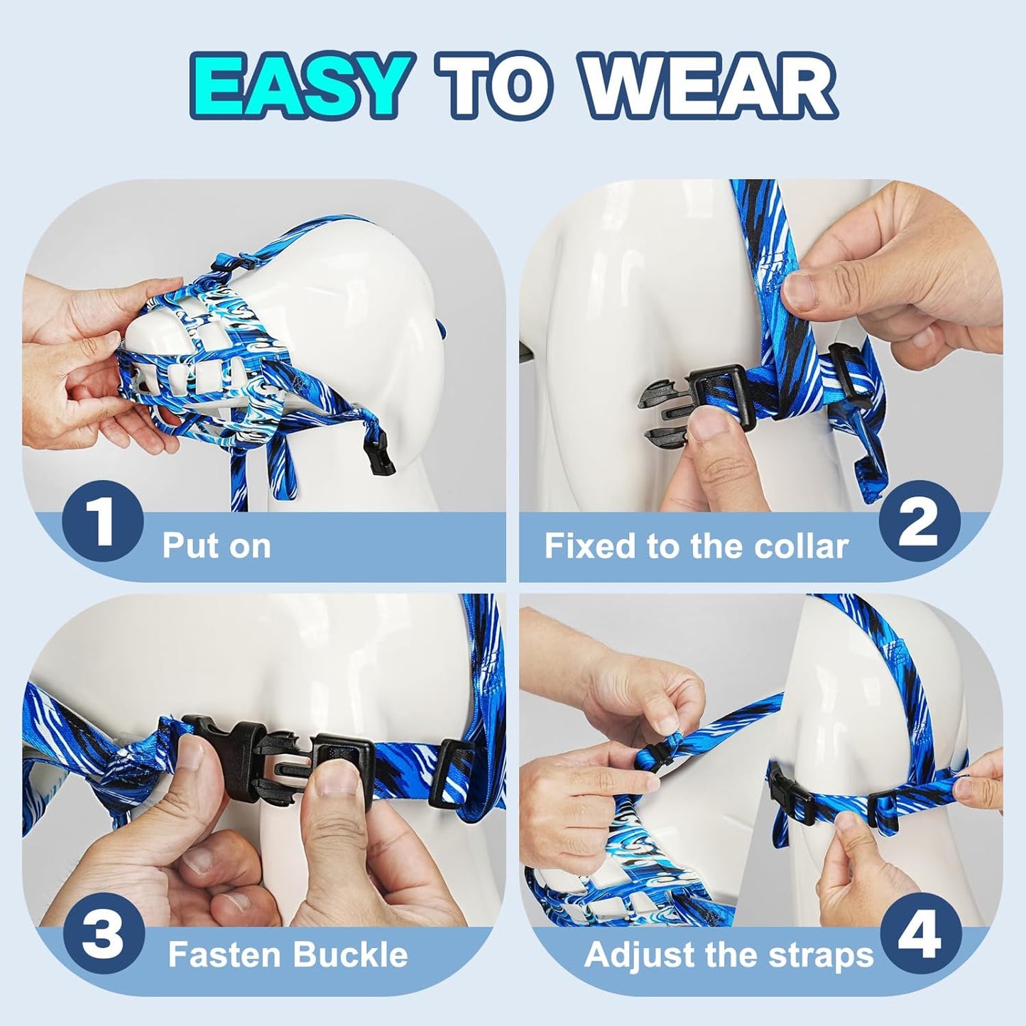 Basket Muzzle to Prevent Biting, Dog Muzzle for Large Medium Small Dogs Allows Panting Drinking Anti Chewing, Perfect for Grooming Trimming Training and Aggressive Reactive Dogs (Blue, Size 2)