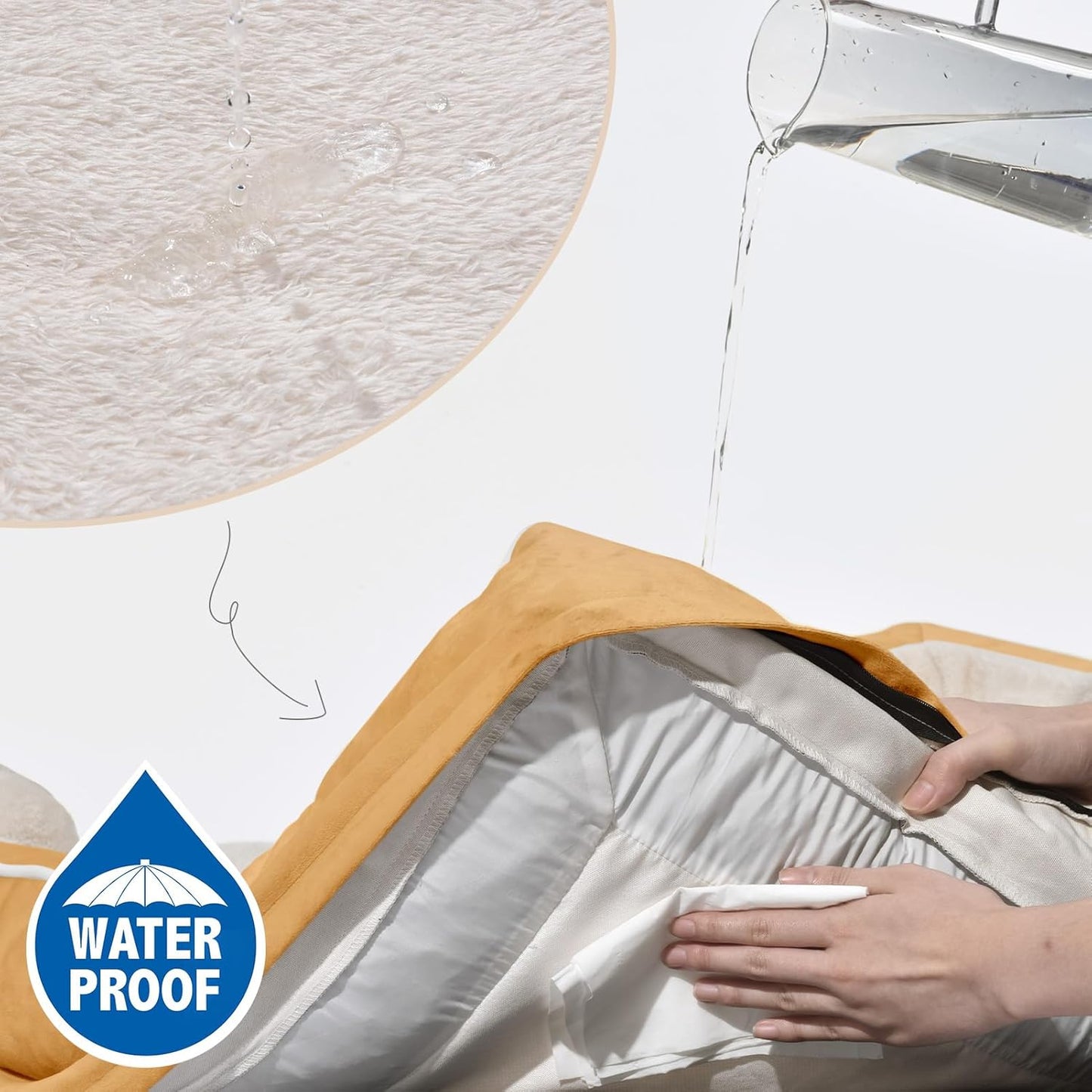 Comfort Expression Large Dog Beds Waterproof Orthopedic Foam Dog Sofa Beds Comfy Pet Bed with Washable Removable Cover & Non-Slip Bottom(Large,Khaki)