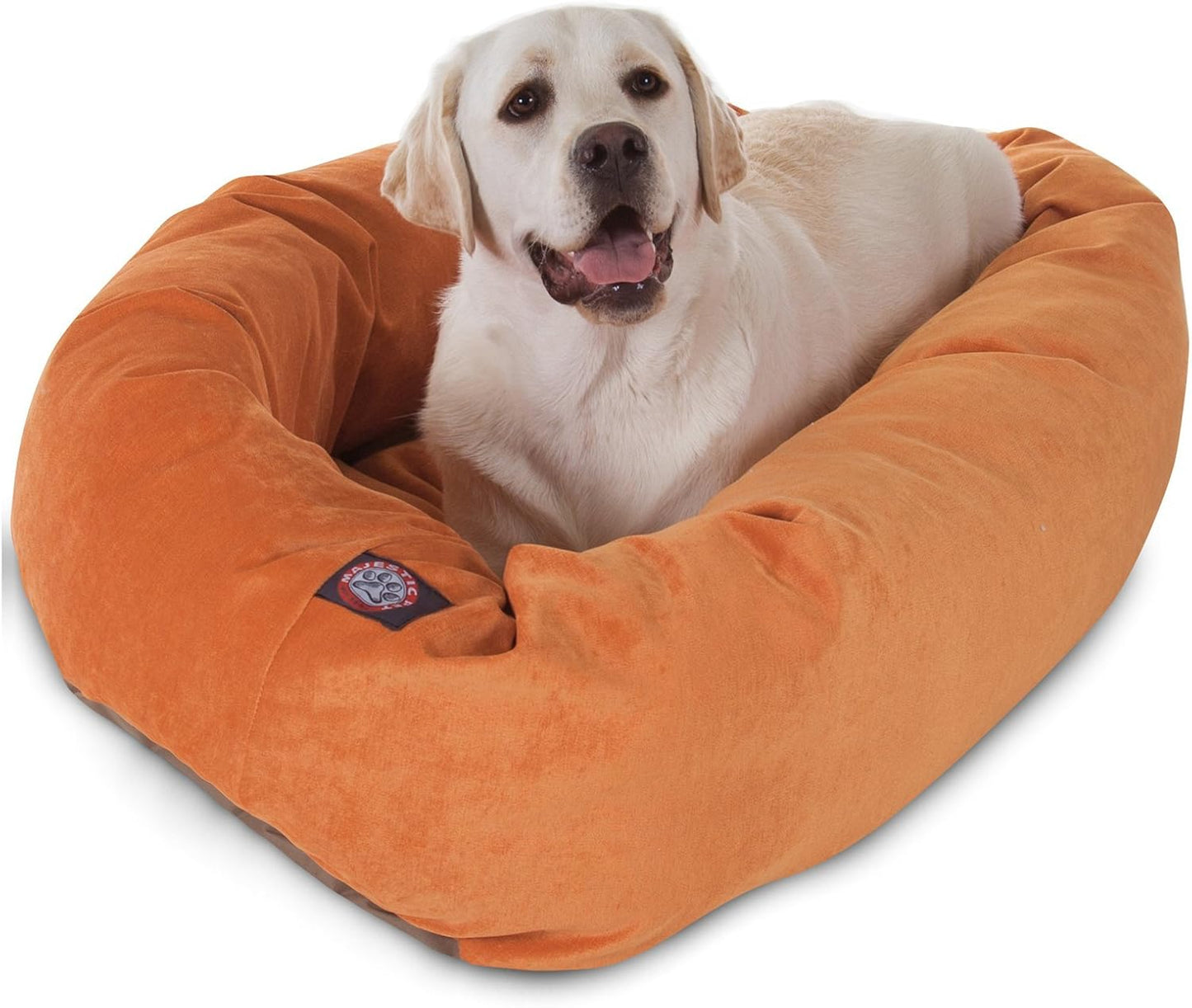 Majestic Pet 32 Inch Micro Velvet Calming Dog Bed Washable – Cozy Soft Round Dog Bed with Spine for Head Support - Fluffy Donut Dog Bed 32x23x7 (inch) – Round Pet Bed Medium – Azure