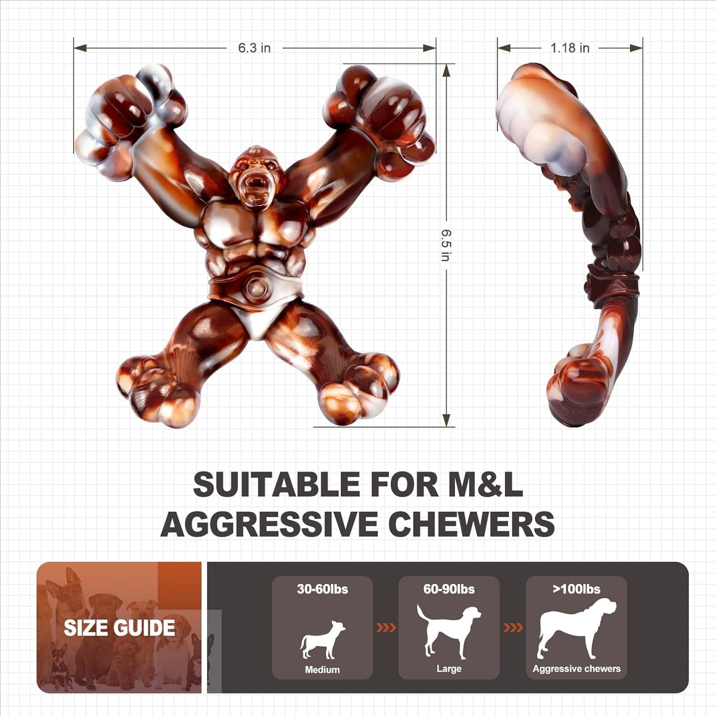 WinTour Indestructible Dog Toys for Large Dogs Aggressive Chewers, Tough Dog Toys for Aggressive Chewers Large Breed, Durable, Heavy Duty Chew Bone, Beef Flavor