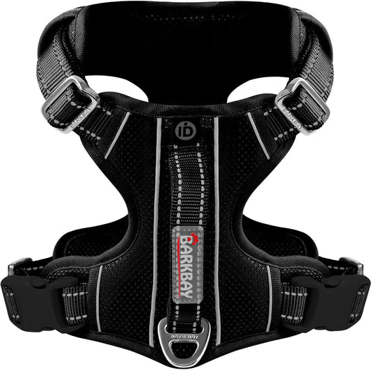 BARKBAY Dog Harness No Pull with ID Tag Pocket - Heavy Duty, Reflective, Easy Control for Large Dogs(Black,M)