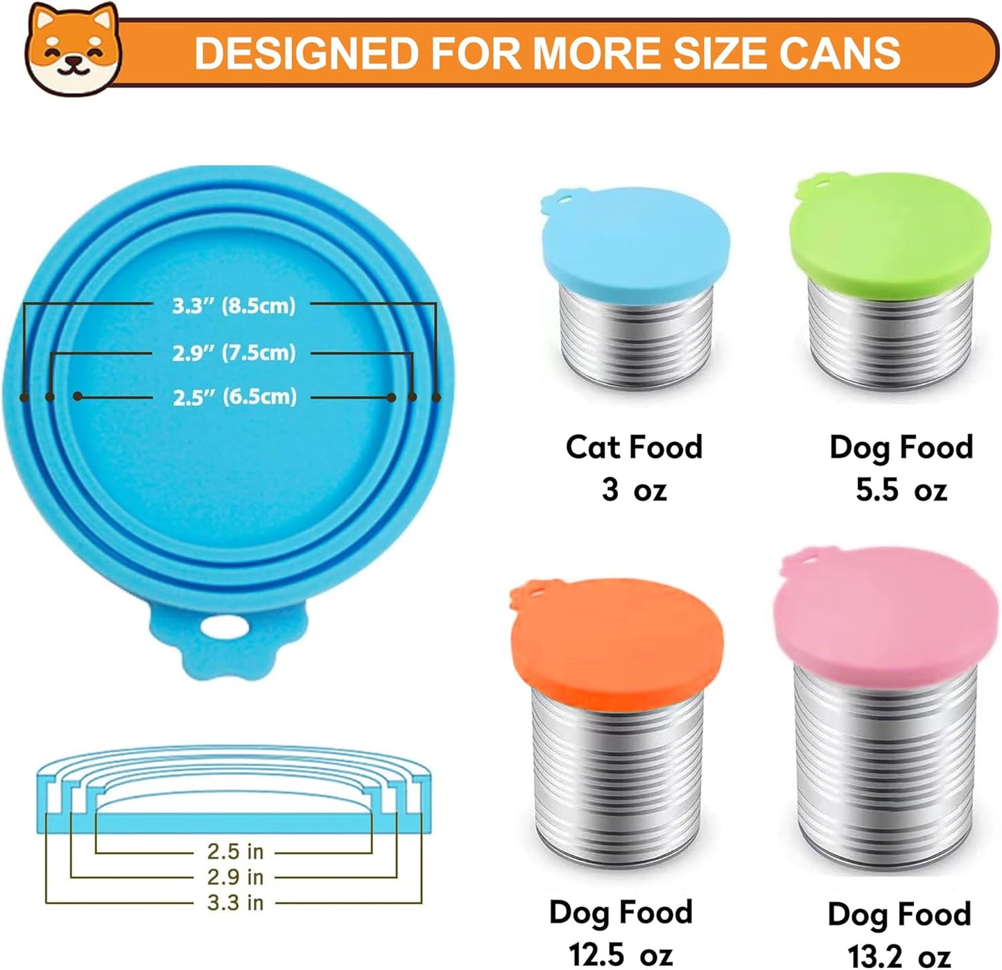 3 Pack Pet Food Can Covers, Silicone Universal Can Lids for Dog & Cat Food, BPA Free, One Fit Most Standard Size Can Lids Top Blue/Green/Black