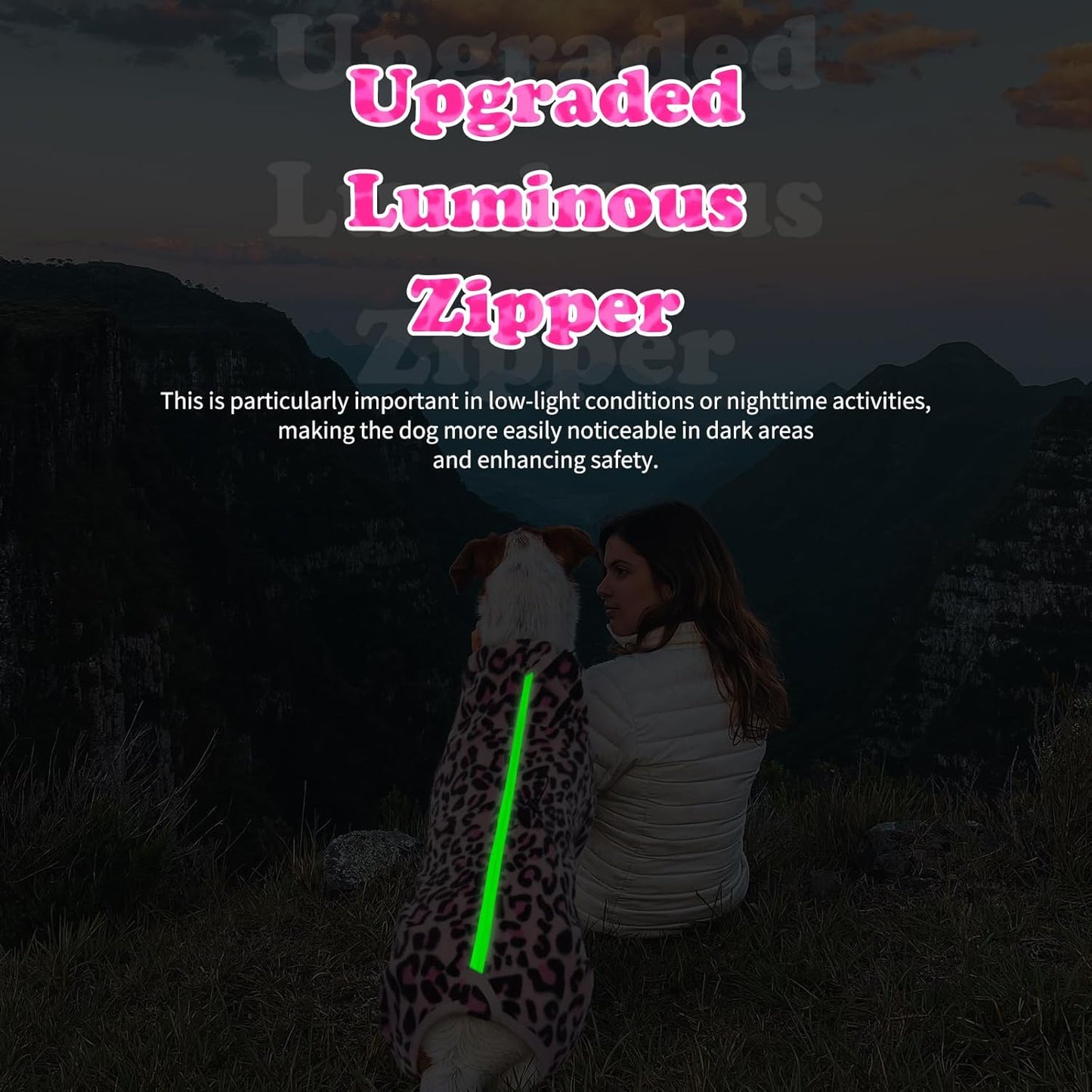 ROZKITCH Dog Winter Coat Soft Fleece Pullover Pajamas, Pet Windproof Warm Cold Weather Jacket Vest with Luminous Zipper, Jumpsuit Apparel Outfit Clothes for Small Medium Large Dog L-Pink M