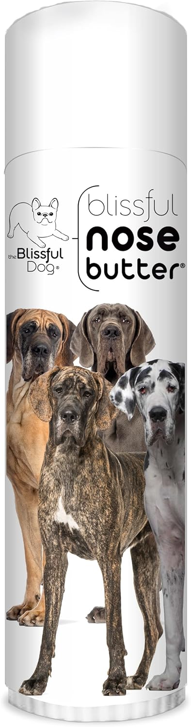 The Blissful Dog French Great Dane Nose Butter for Dry, Cracked Skin, Lick-Safe Dog Nose Balm with Moisturizing Shea Butter, Almond, Olive, and Essential Oils, Pet Supplies, Uncented, 0.50 oz.