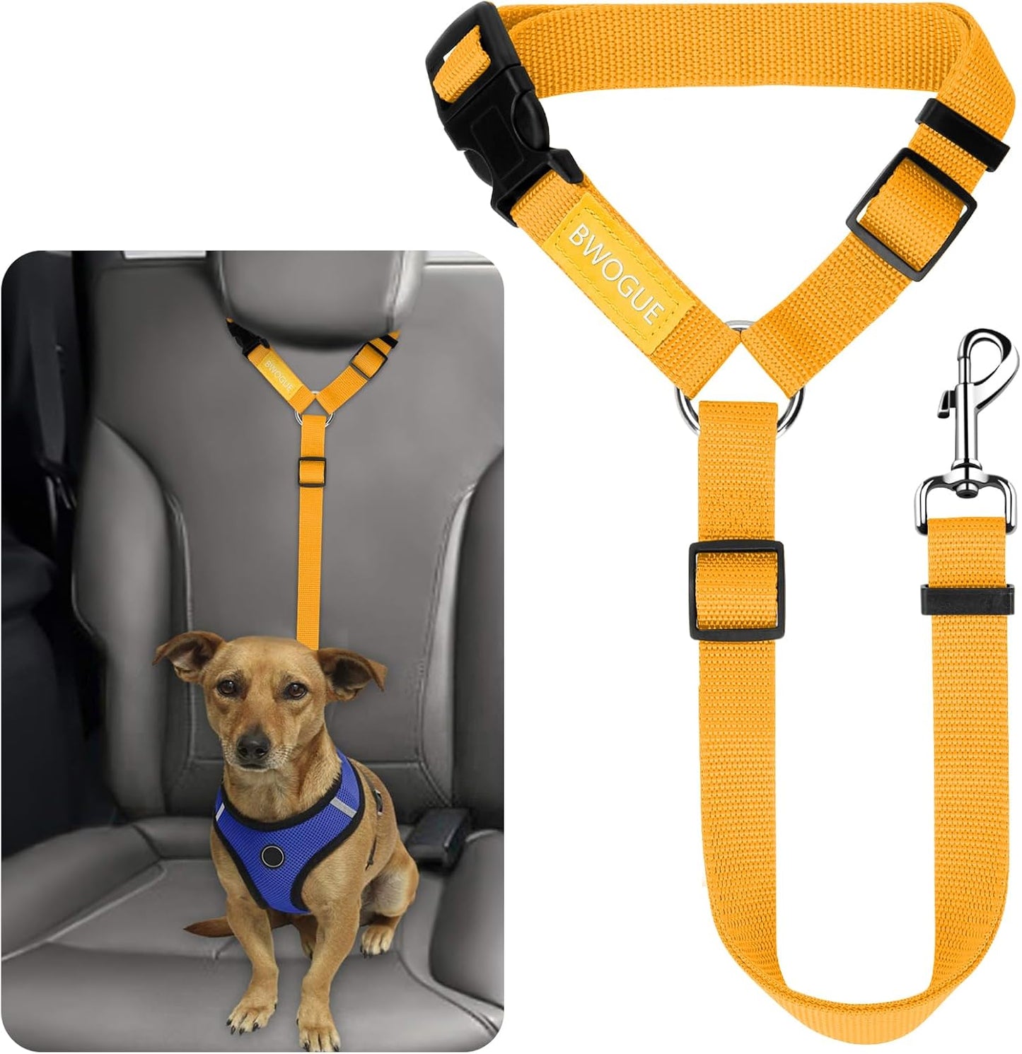 BWOGUE Pet Dog Cat Seat Belts, Car Headrest Restraint Adjustable Safety Leads Vehicle Seatbelt Harness (1 Pack)