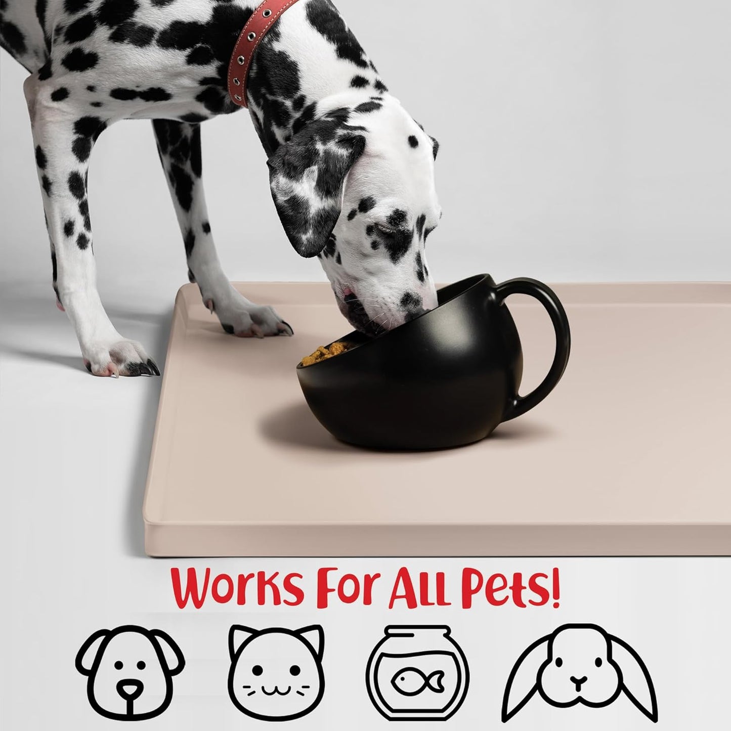 DogBuddy Dog Food Mat – Waterproof Dog Bowl Mat for Food and Water, Silicone Pet Feeding Mats for Floors, Non-Slip Placemat with High Edges for Dogs Bowls, Puppy Essentials (XXL: 32"x24", Vanilla)