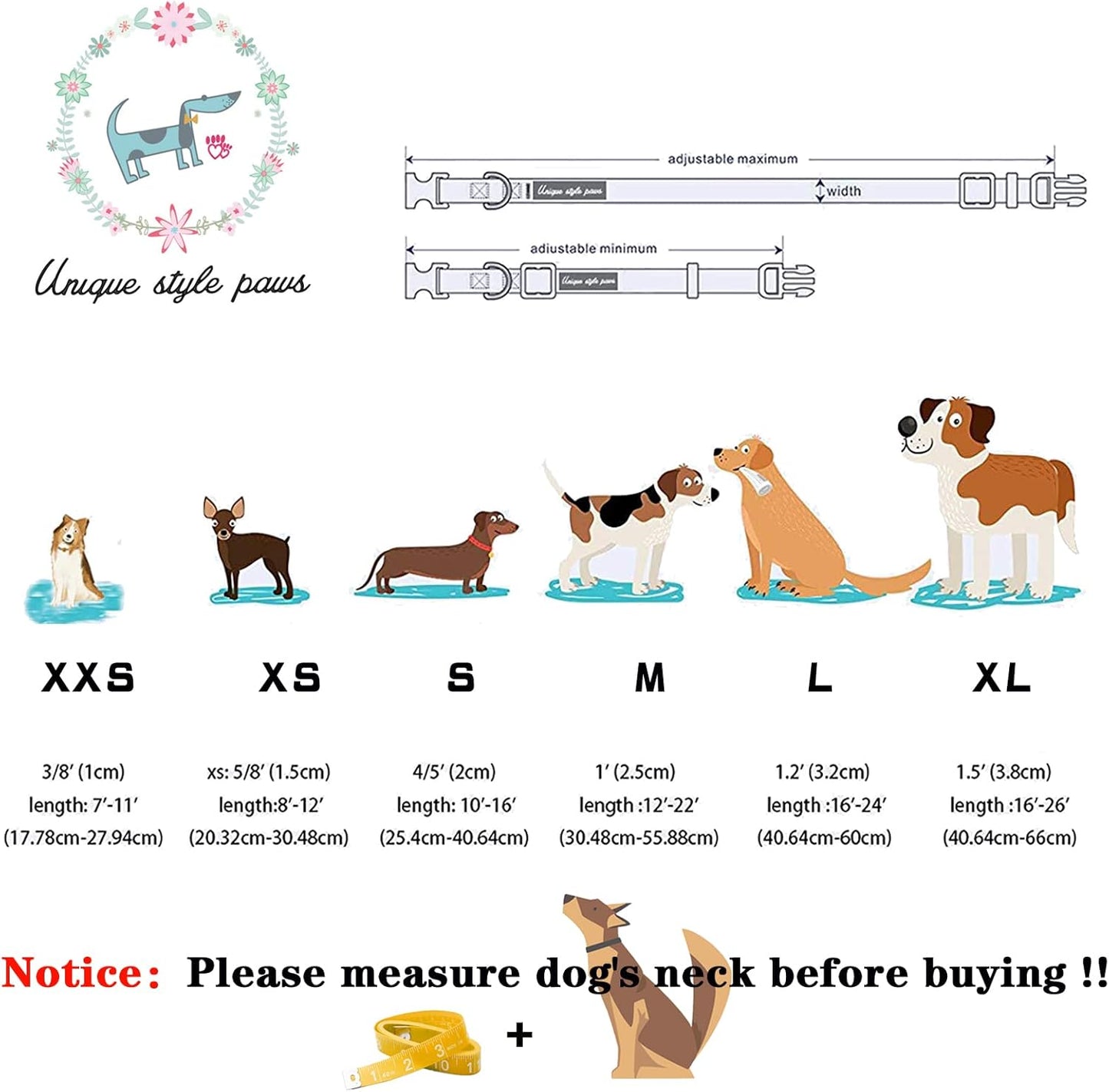 Unique style paws Christmas Dog Collar with Bow Best Winter for Small Medium Large Dogs -Christmas Tree-L