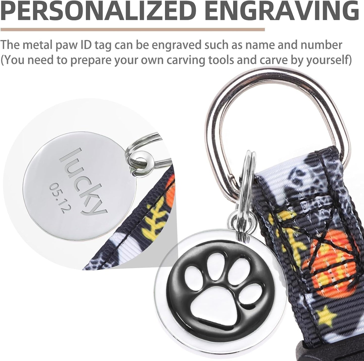 PUPTECK No Pull Dog Harness Soft Adjustable Basic Nylon Step in Puppy Vest Outdoor Walking with ID Tag, Halloween, S