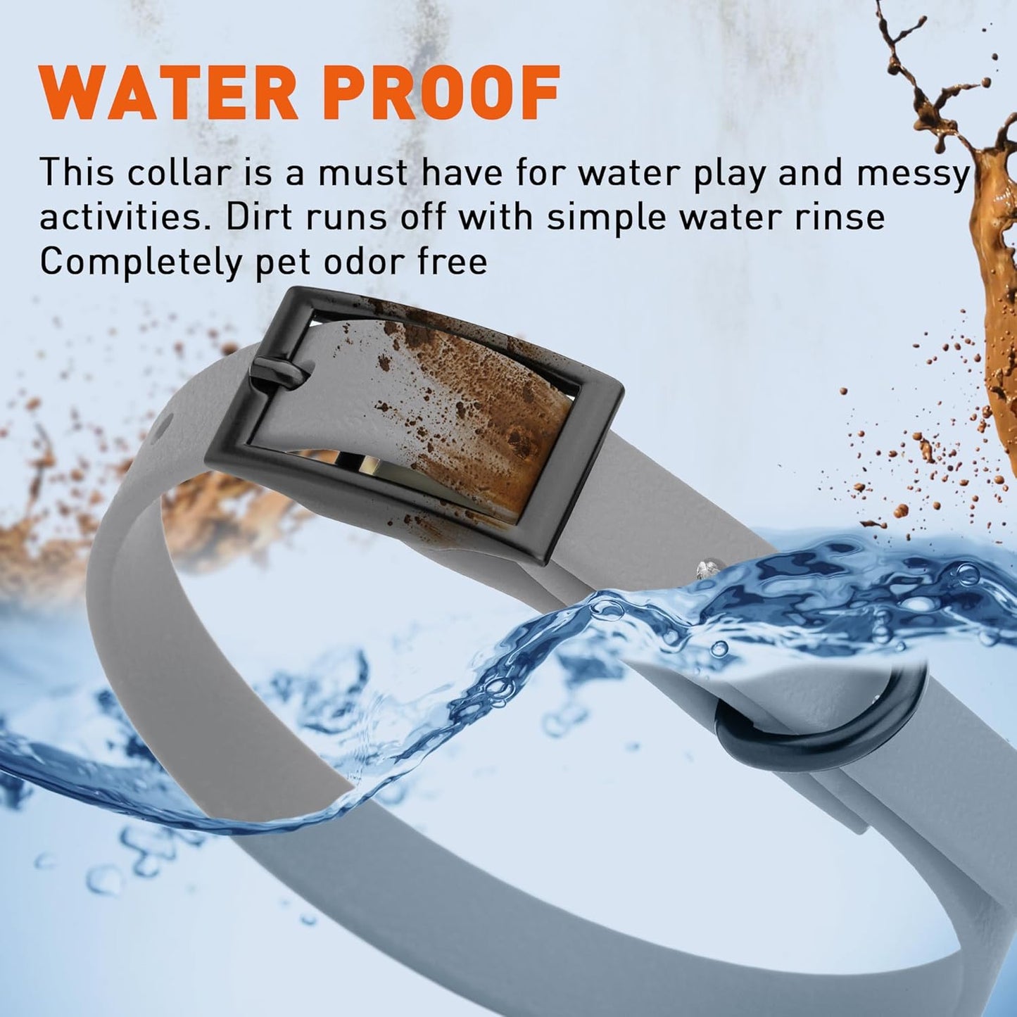 Dogline Biothane Waterproof Dog Collar Strong Coated Nylon Webbing with Black Hardware Odor- Proof for Easy Care Easy to Clean High Performance Fits Small Medium or Large Dogs, Battleship Gray